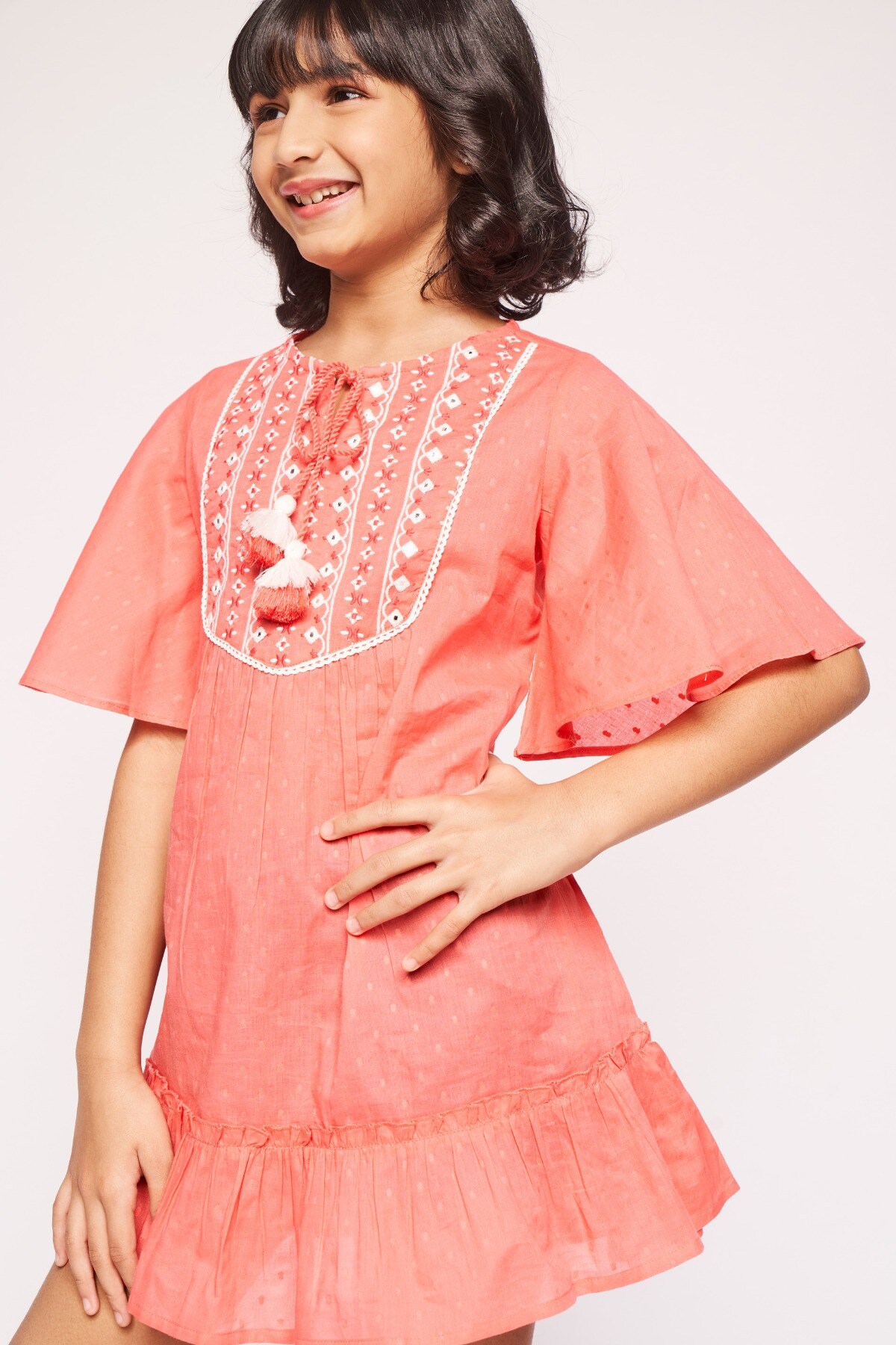 Buy Coral Embroidered A Line Dress Online at Best Price at Global