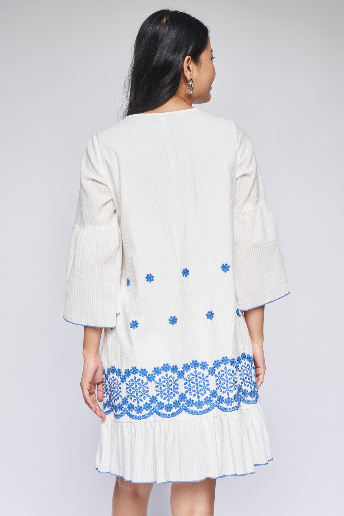Buy White Solid Trapese Dress Online at Best Price at Global Desi