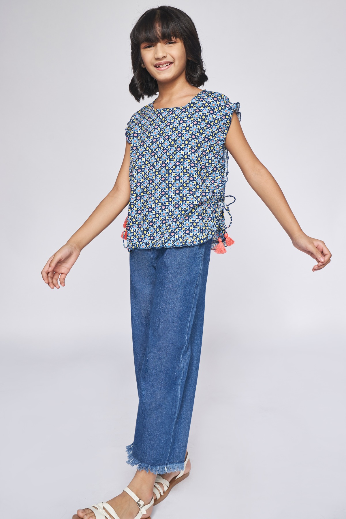 4 - Indigo Tie-Ups Geometric Top, image 4