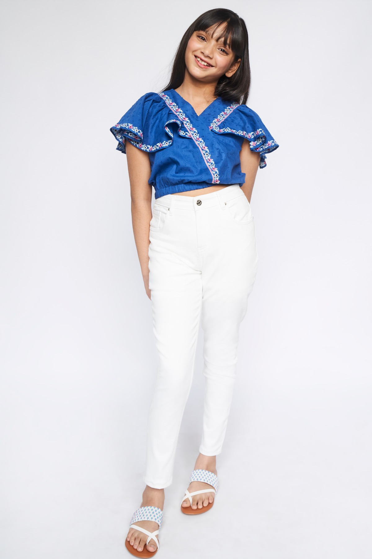 Midnight Blue Embroidered Solid Top, Midnight Blue, image 2