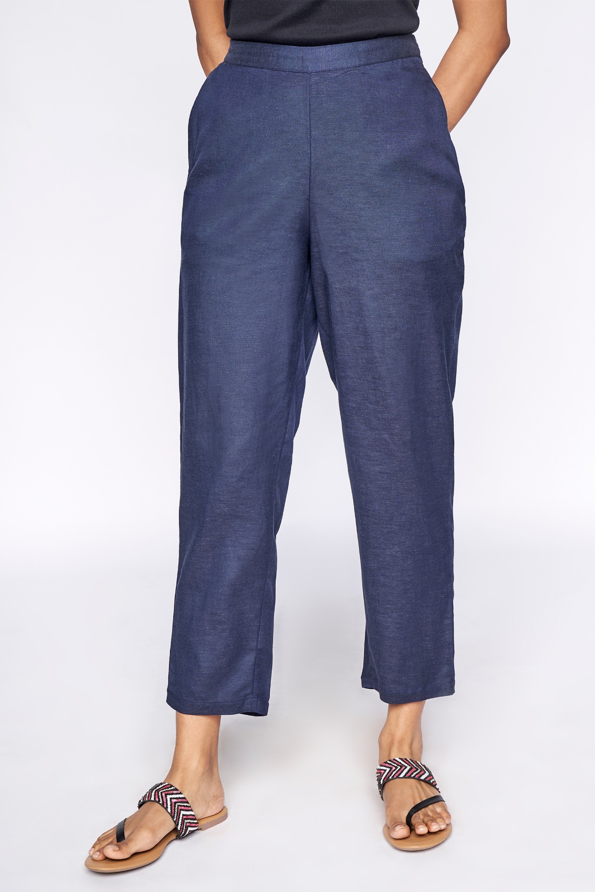 1 - Navy Blue Solid Tapered Bottom, image 1
