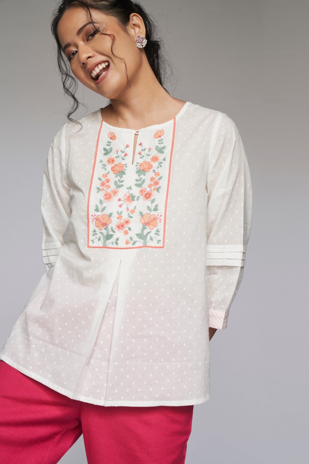 2 - White Dobby A-Line Top, image 2