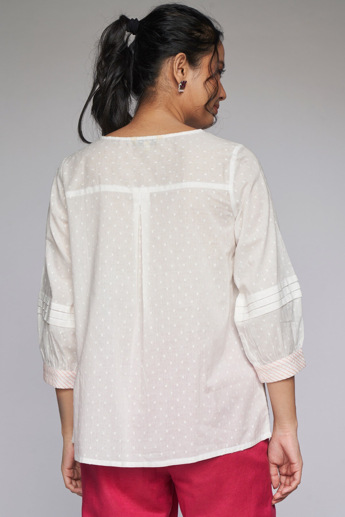 4 - White Dobby A-Line Top, image 4