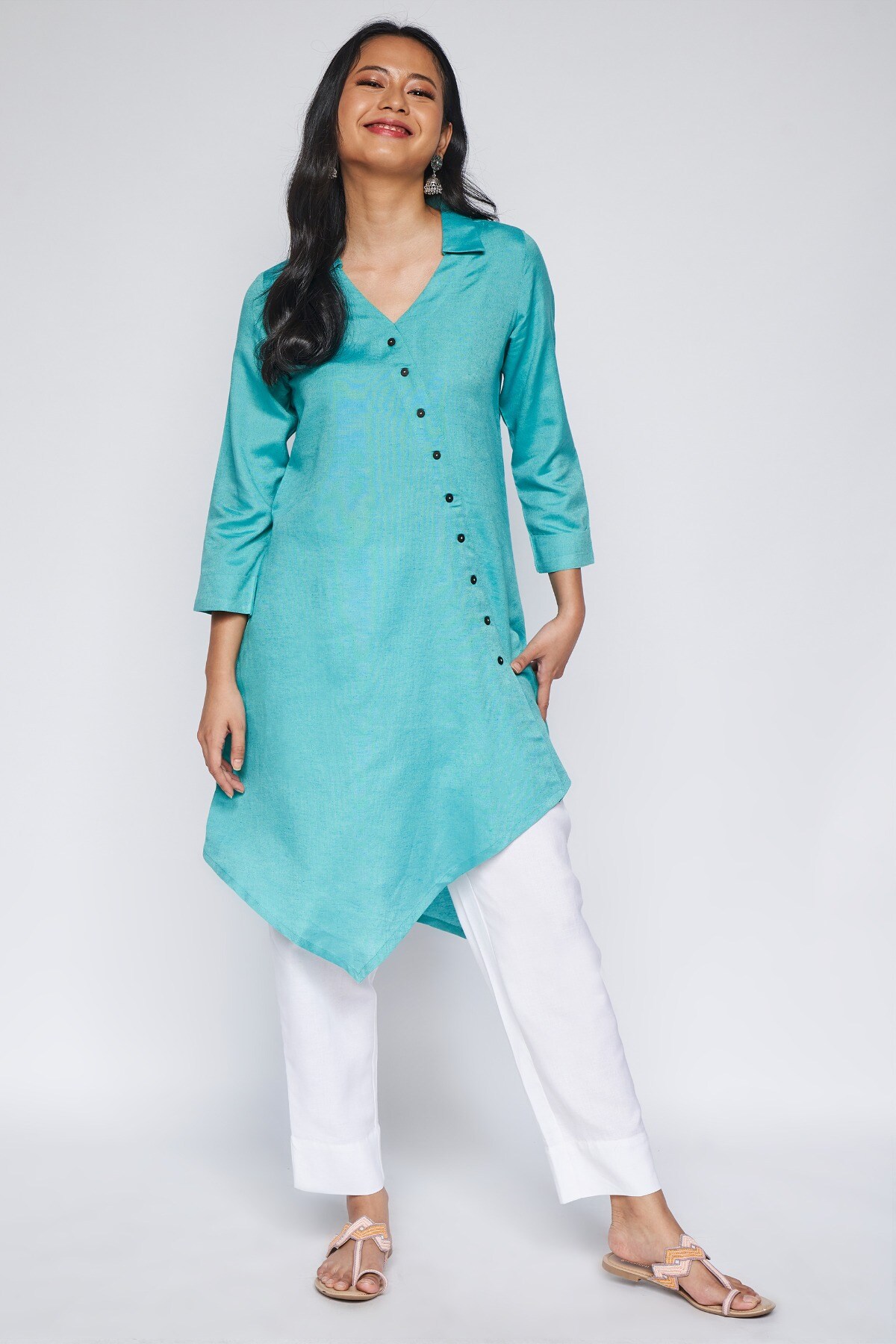 4 - Aqua Solid A-Line Tunic, image 4