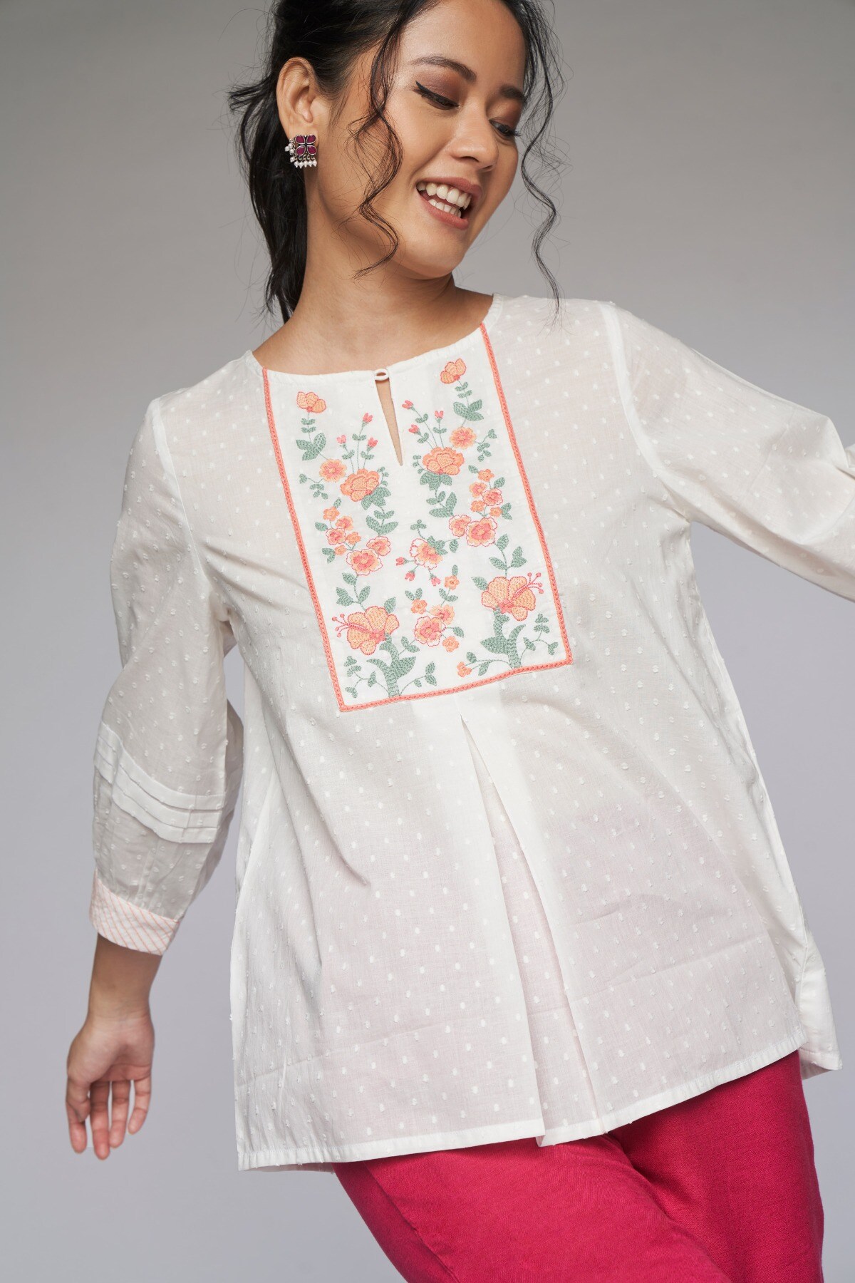 3 - White Dobby A-Line Top, image 3