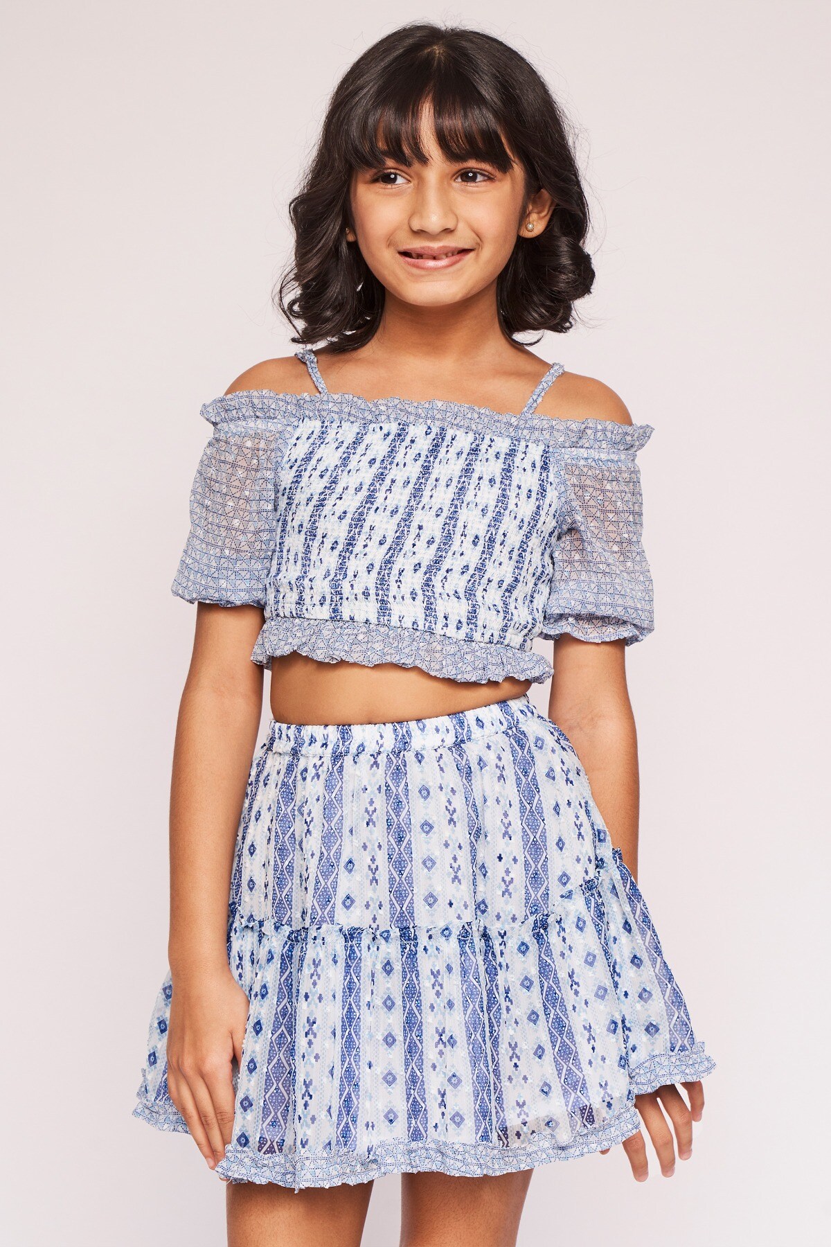 3 - Blue Smocking Geometric Suit, image 3