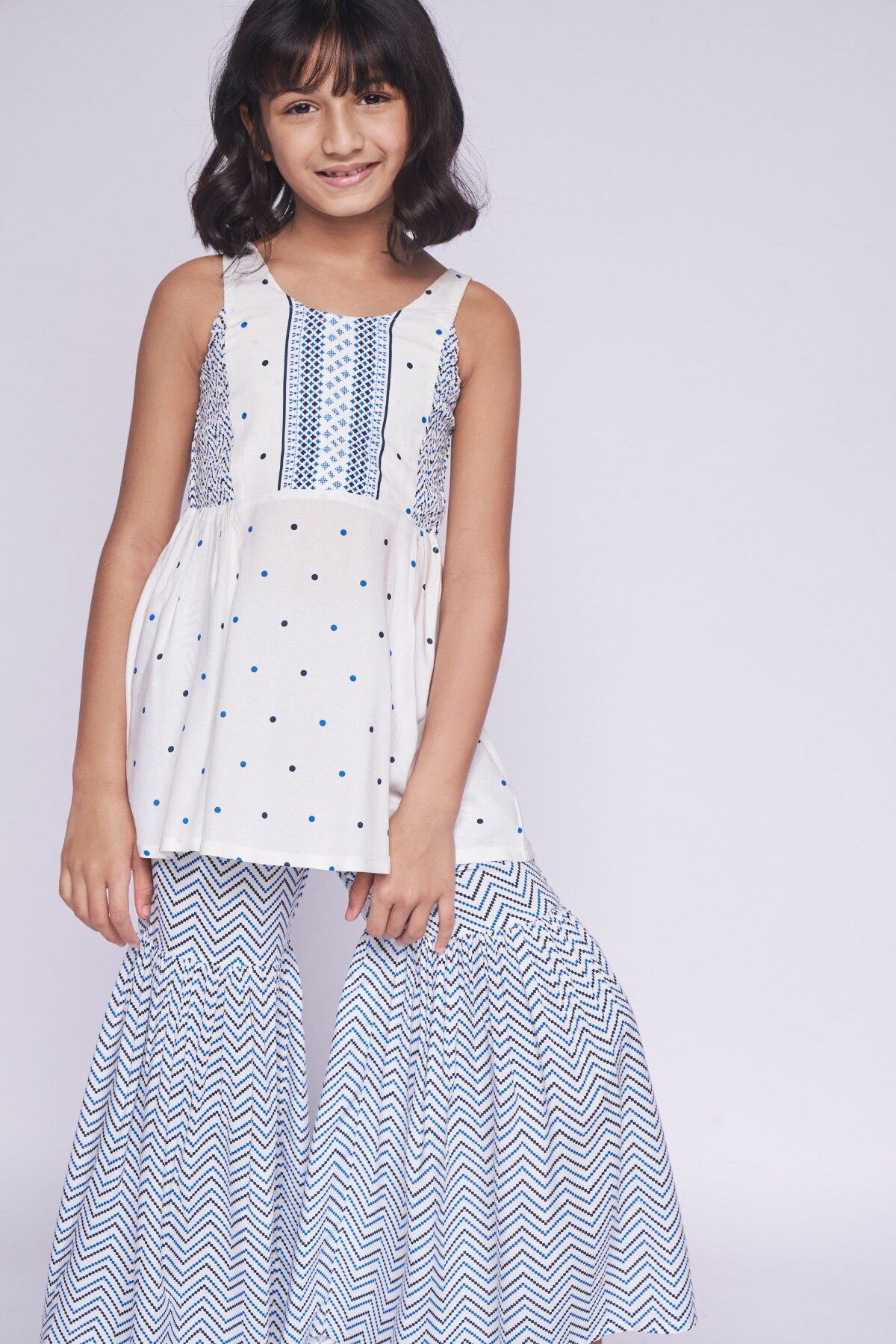 1 - White Smocking Geometric Suit, image 1