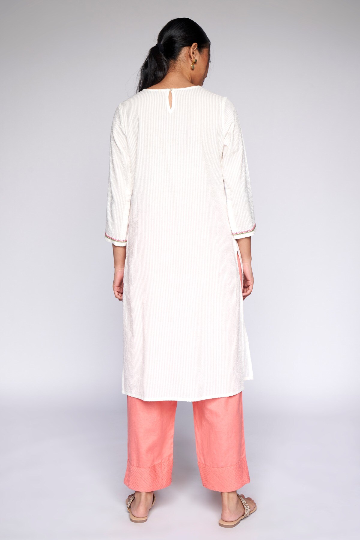 Small White Colour Pure Cotton Kurti with Palazzo, Designer at Rs 670 in  Surat