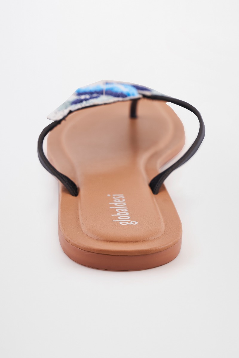 3 - Blue Floral Beaded Flats, image 3