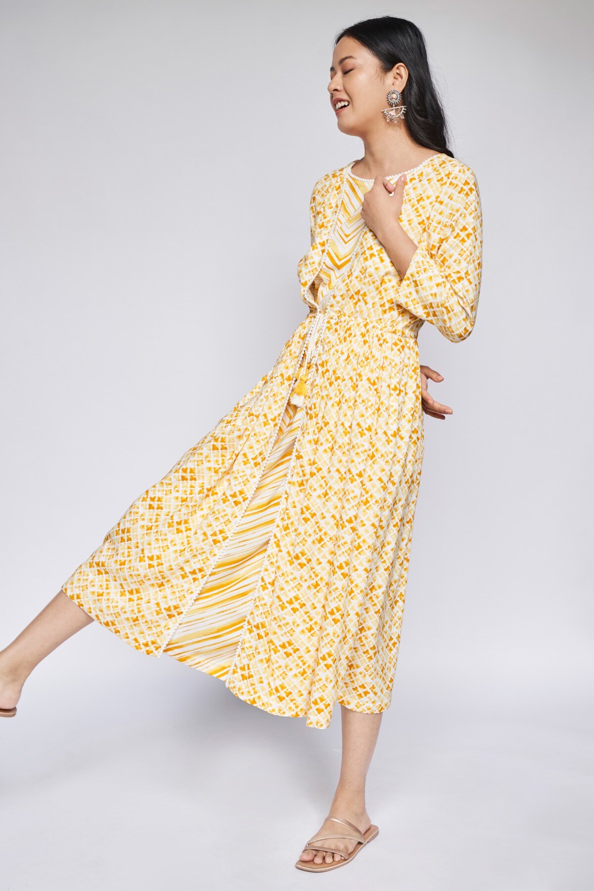 Global desi yellow new arrivals dress
