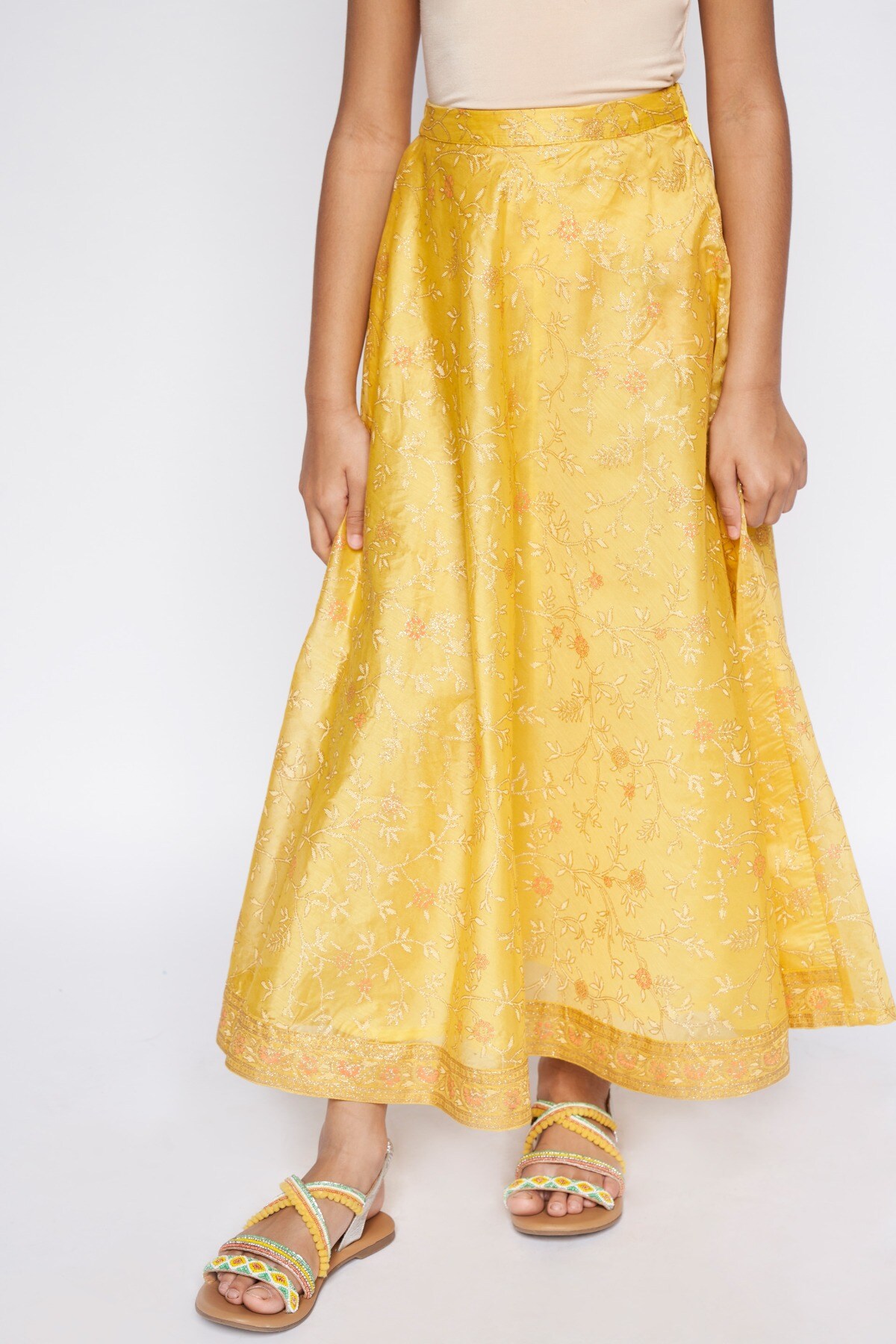 Floral flare skirt yellow store