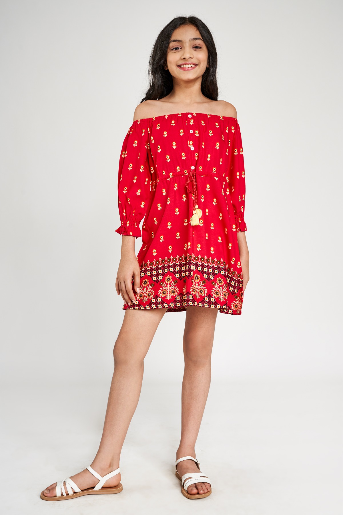 Buy Hot Pink Floral Printed Fit And Flare Dress Online at Best Price at