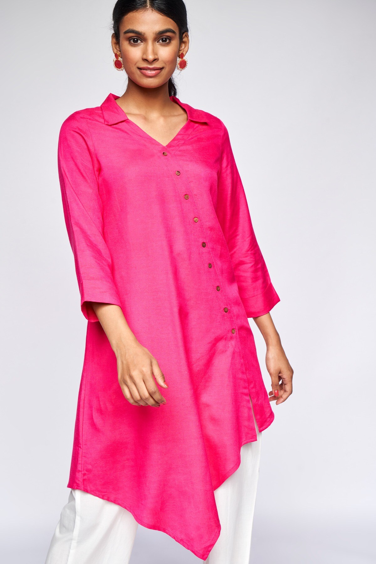 Buy Pink Solid A Line Tunic Online at Best Price at Global Desi