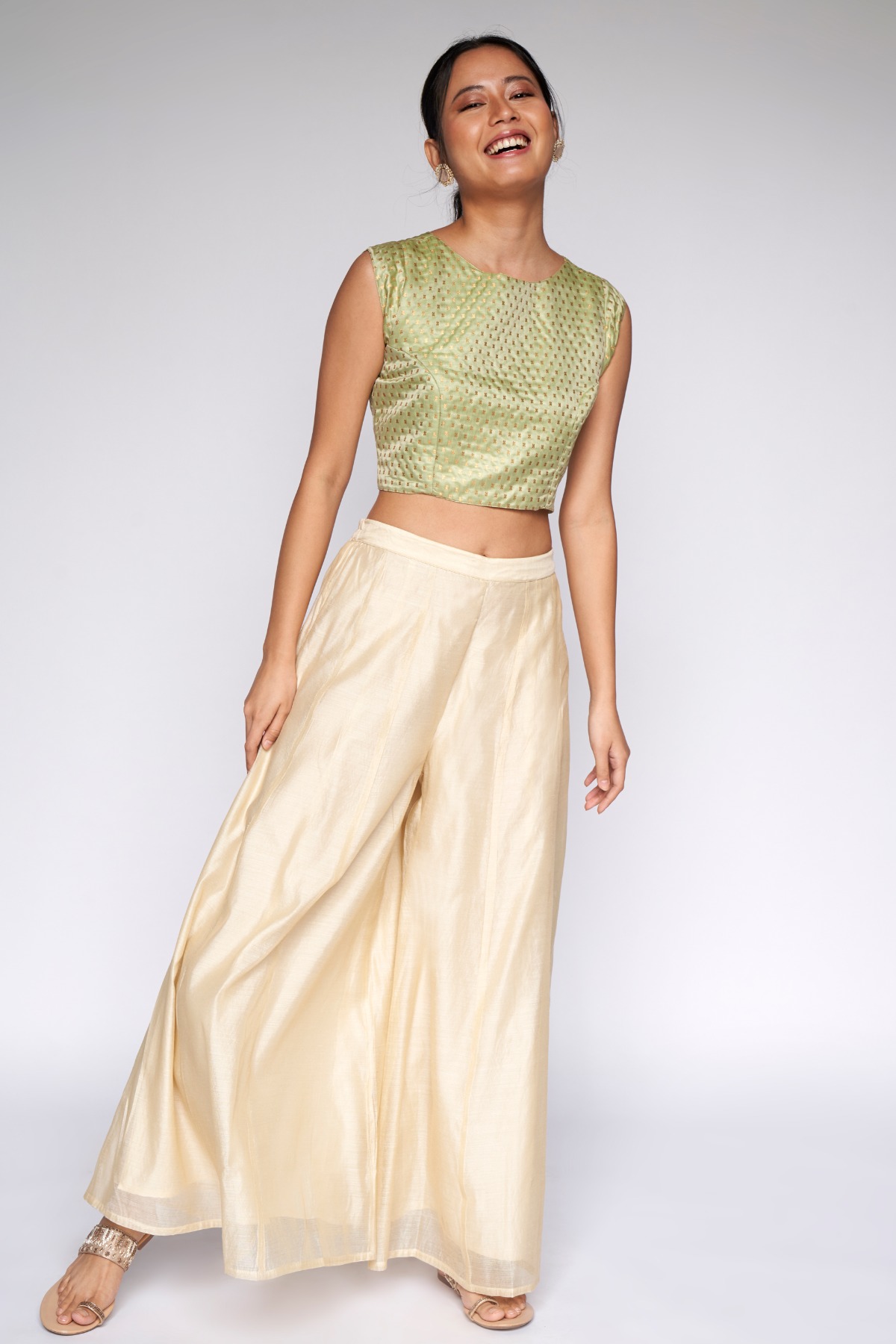 2 - Sage Green Jacquard Cropped Top, image 4