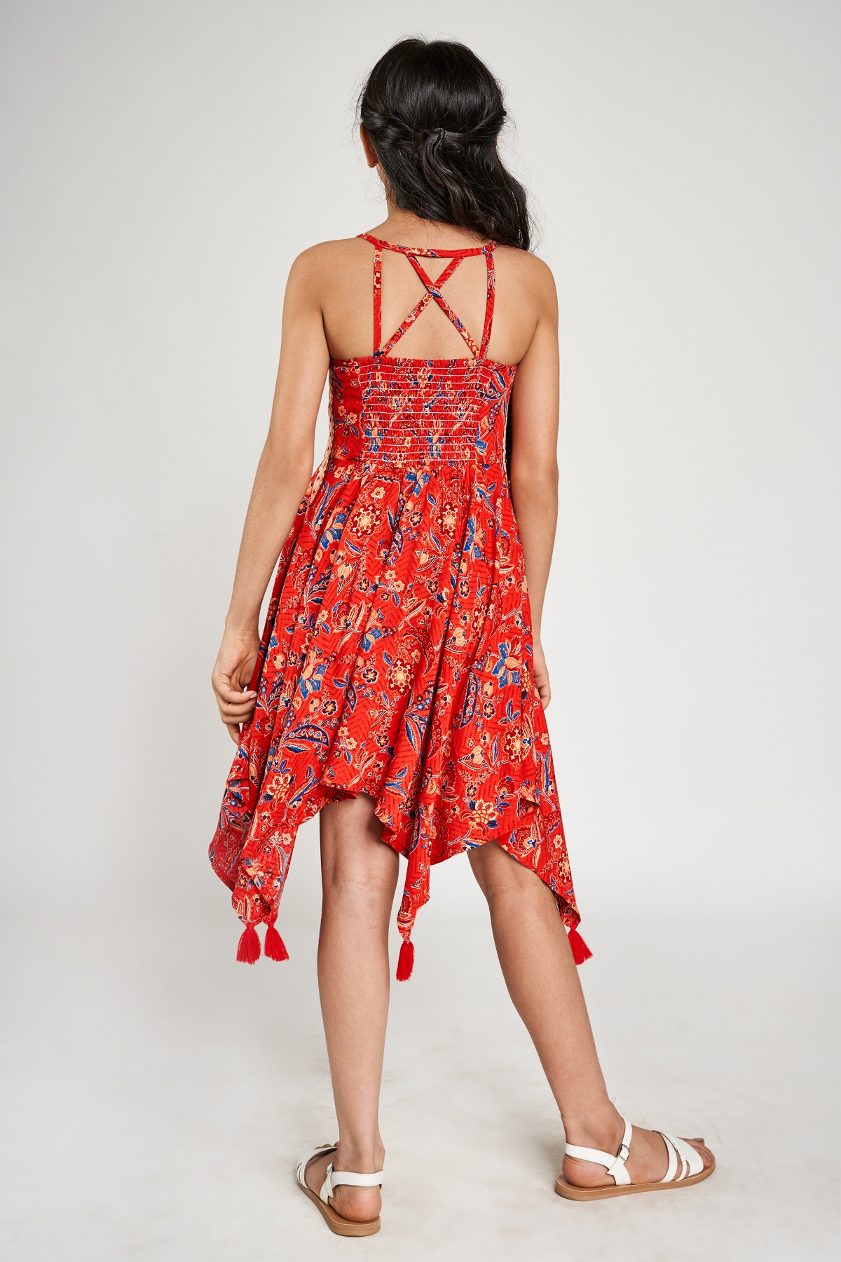 Coral fit and flare dress new arrivals