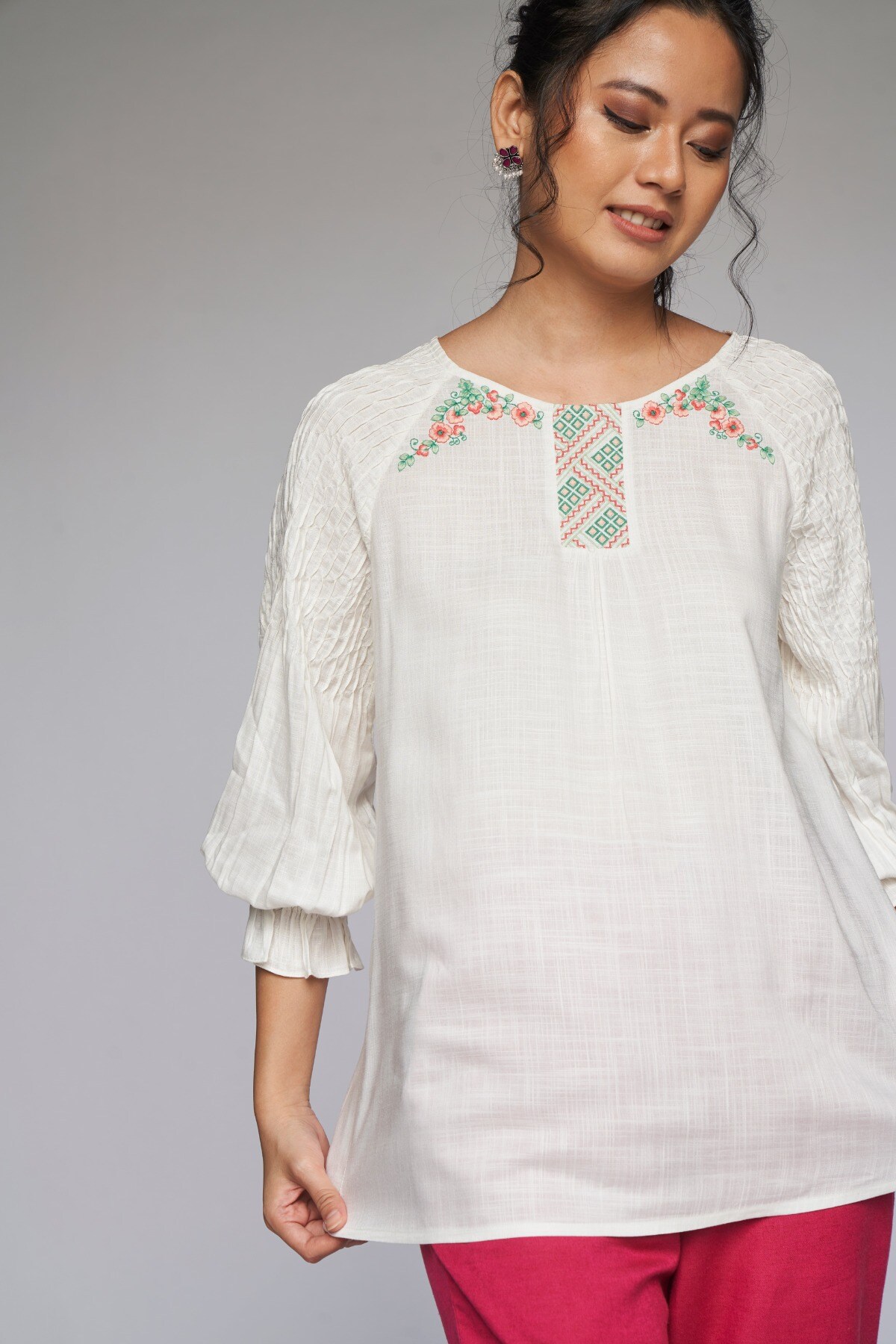 2 - White Solid A-Line Top, image 2