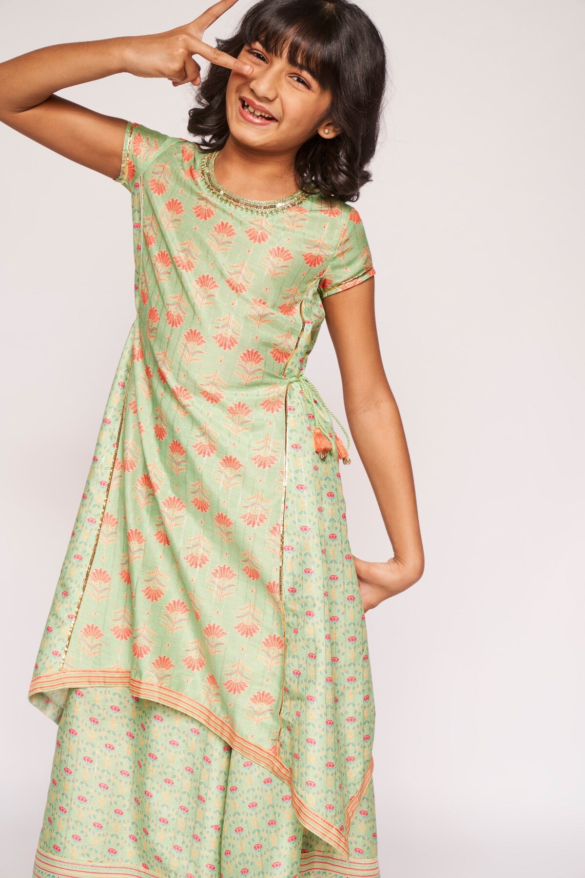 1 - Sage Green Embroidered Floral Suit, image 1