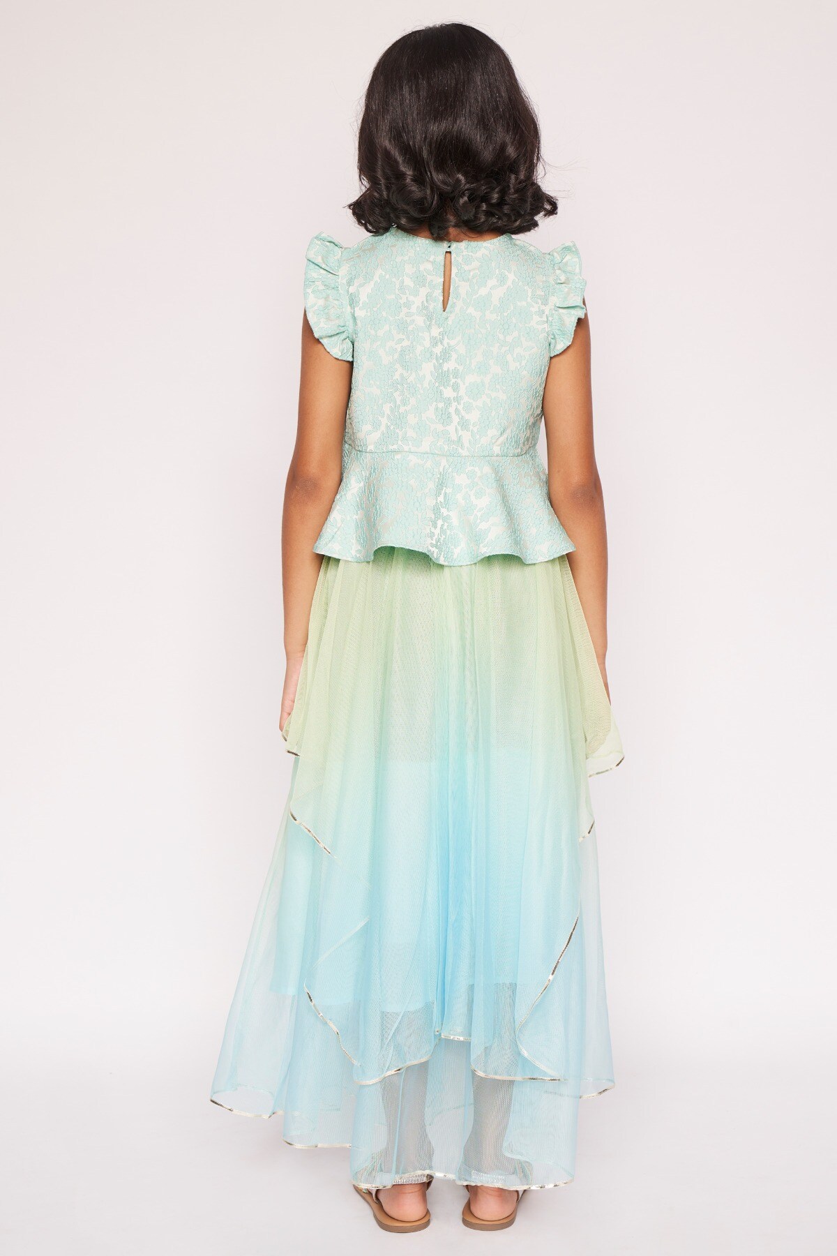 5 - Aqua Jacquard Flared Suit, image 5
