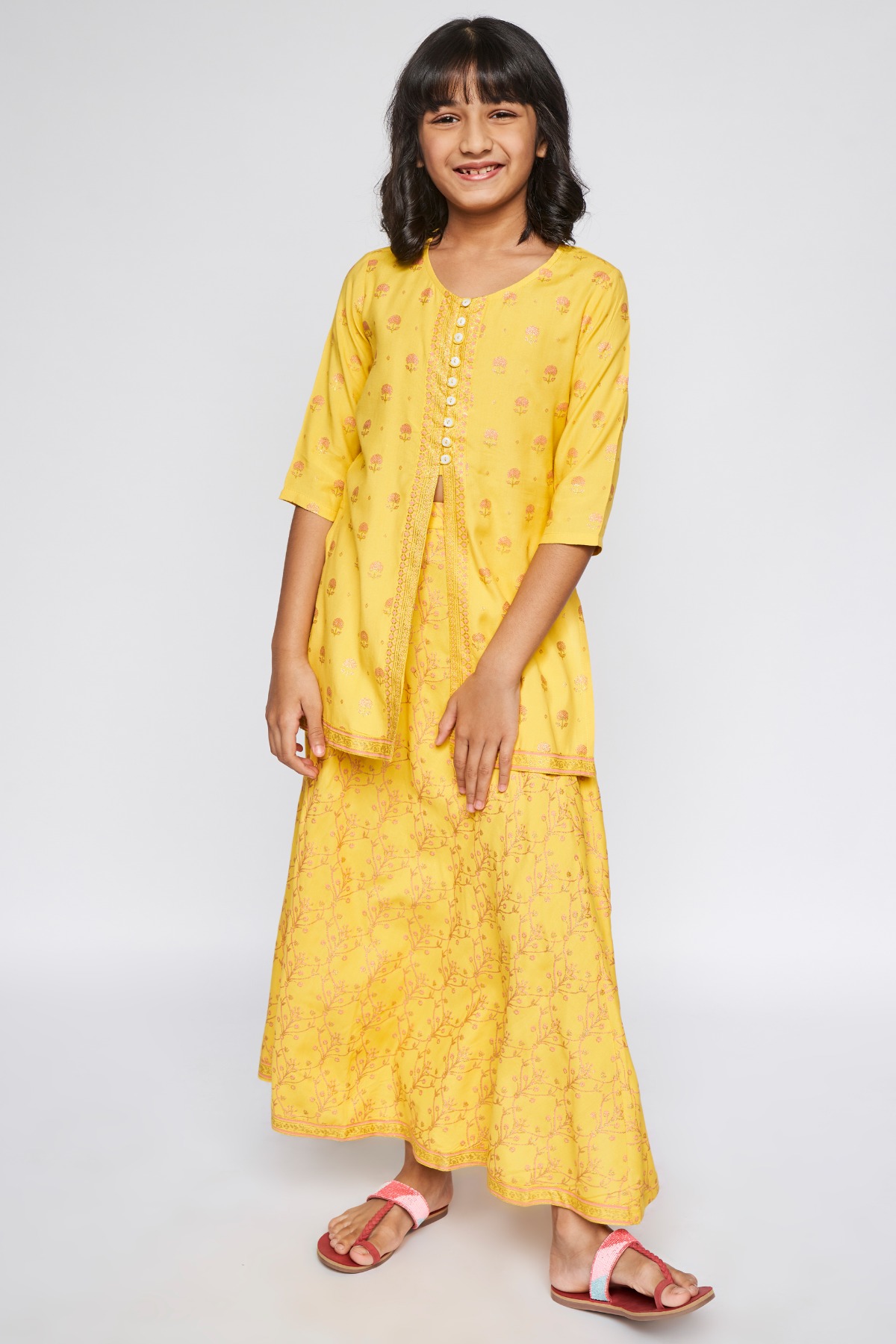 5 - Mustard Floral Straight Suit, image 6