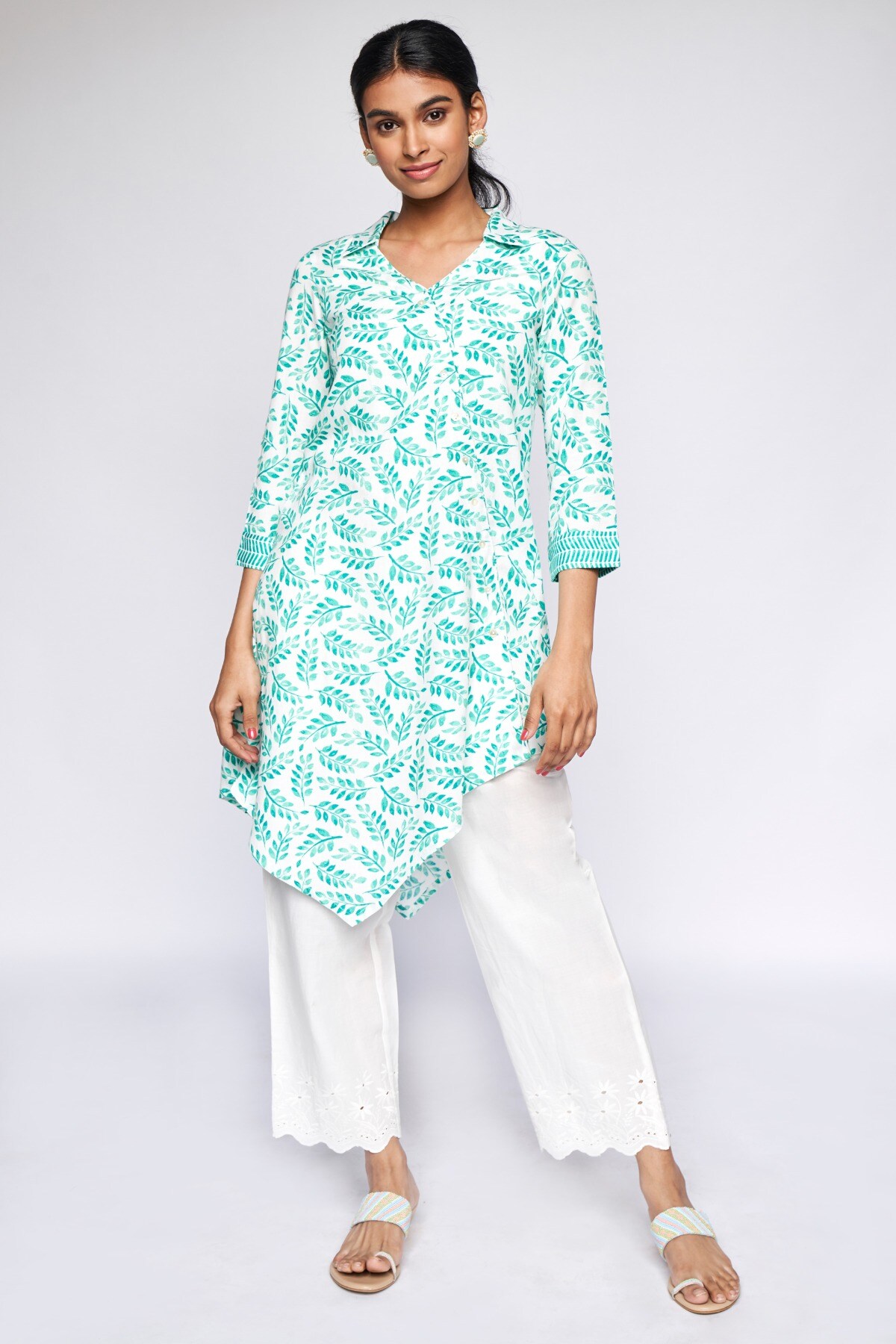 Buy Mint Floral A-Line Tunic Online at Best Price at Global Desi ...