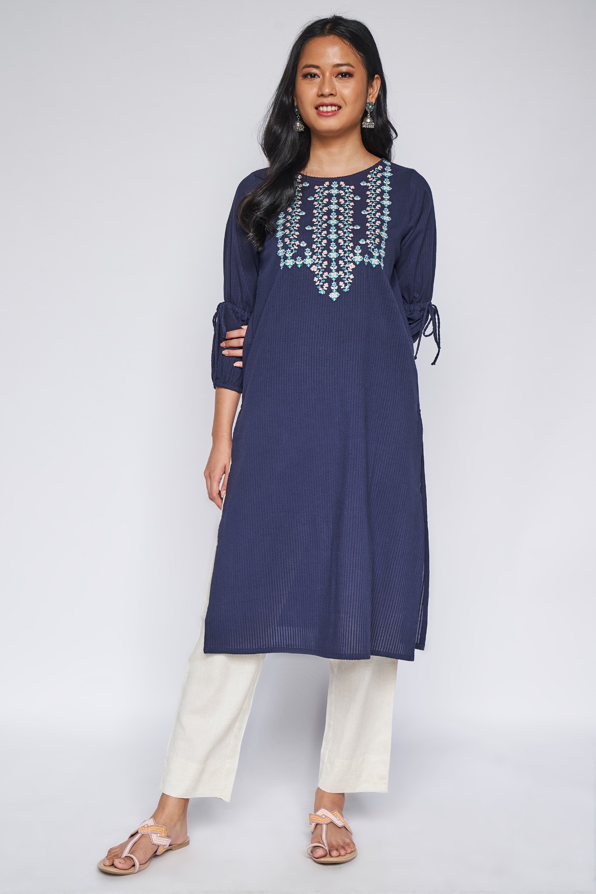 Indiessence Blue Solid Kurta main image 1