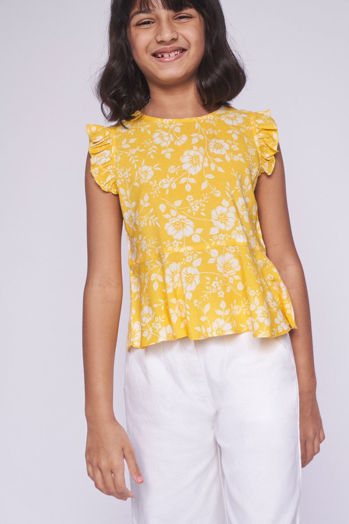 2 - Yellow Floral Flared Top, image 2