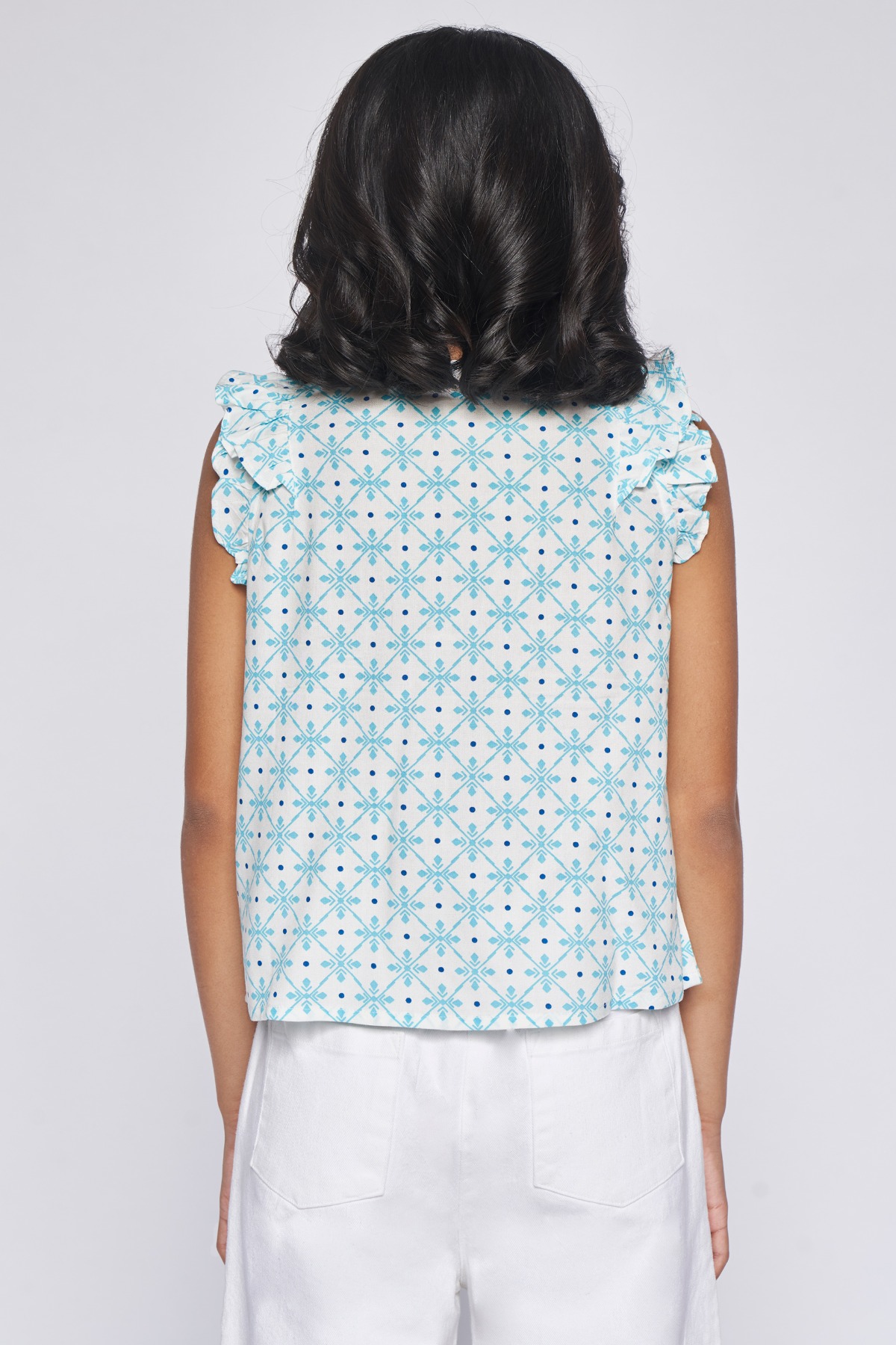 6 - Aqua Tie-Ups Geometric Top, image 6