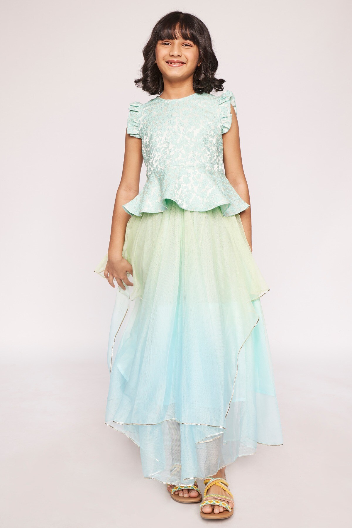 4 - Aqua Jacquard Flared Suit, image 4