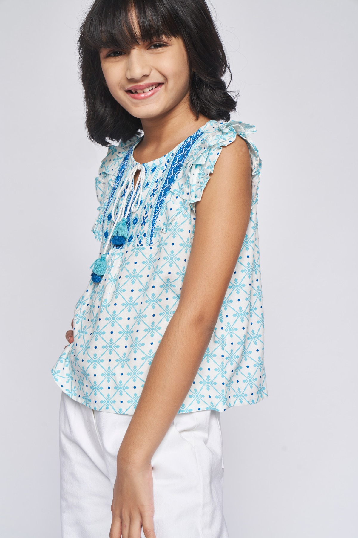 2 - Aqua Tie-Ups Geometric Top, image 2