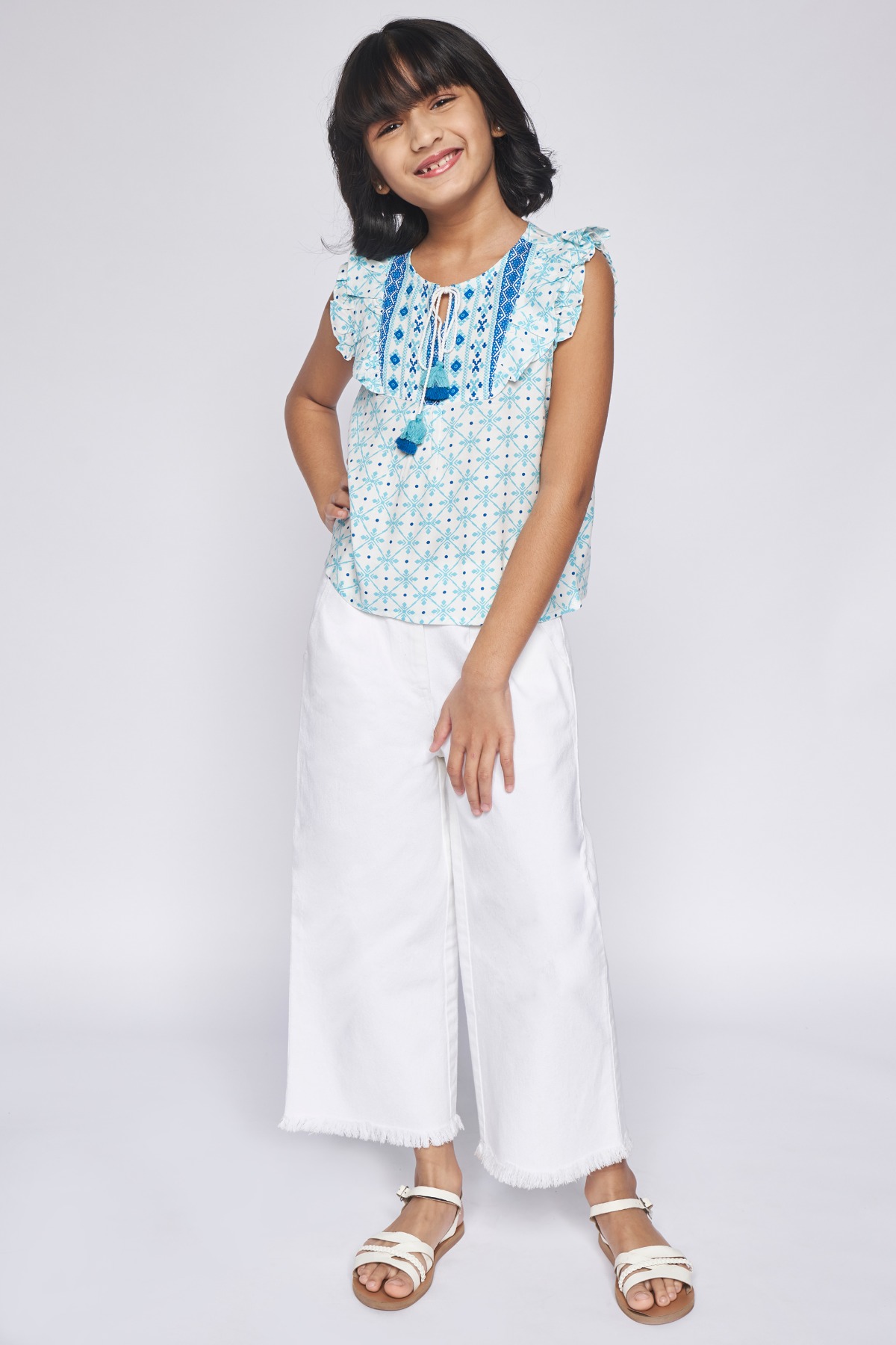 5 - Aqua Tie-Ups Geometric Top, image 5