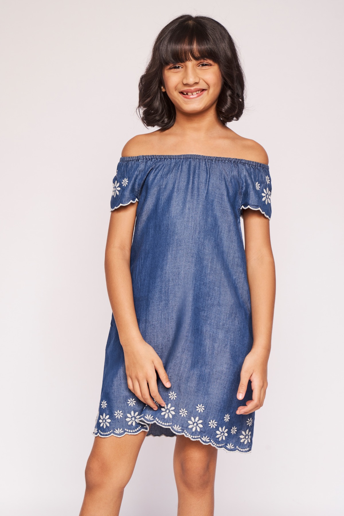 5 - Midnight Blue Embroidered Solid Dress, image 5
