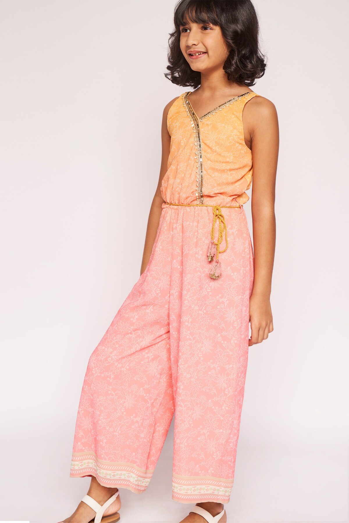 Buy Yellow Embroidered Floral Jump Suit Online at Best Price at Global Desi SS22GKR262JSPG