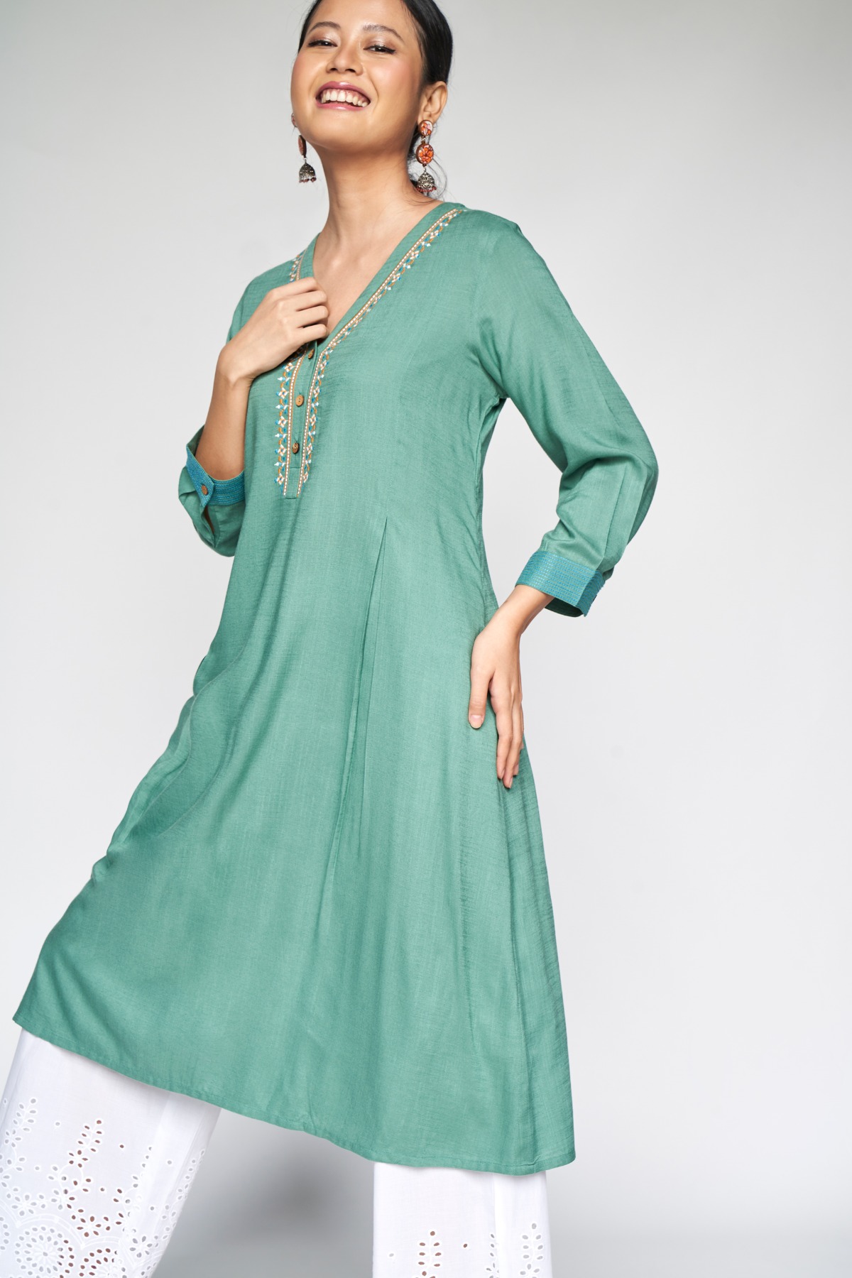 Global desi green kurta cheap