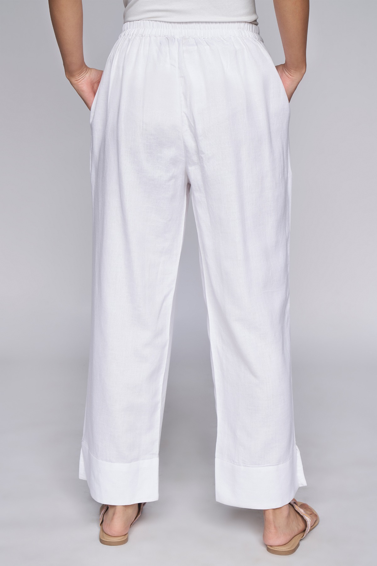 Buy DRAPED WHITE STRAIGHT LEG TROUSER for Women Online in India