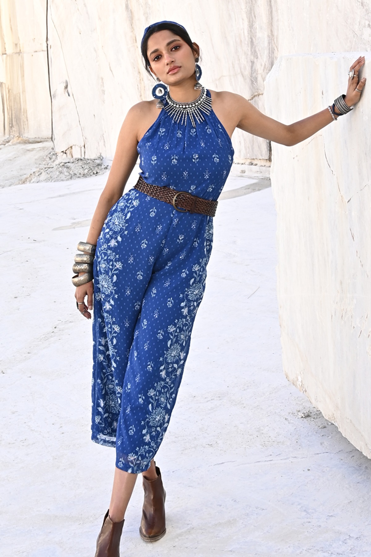 Buy Global Desi Blue Embroidered Jumpsuit for Women's Online @ Tata CLiQ