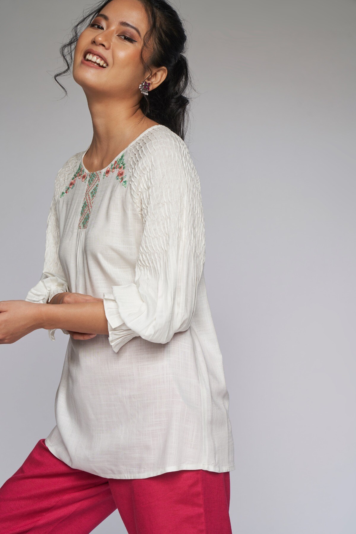 1 - White Solid A-Line Top, image 1