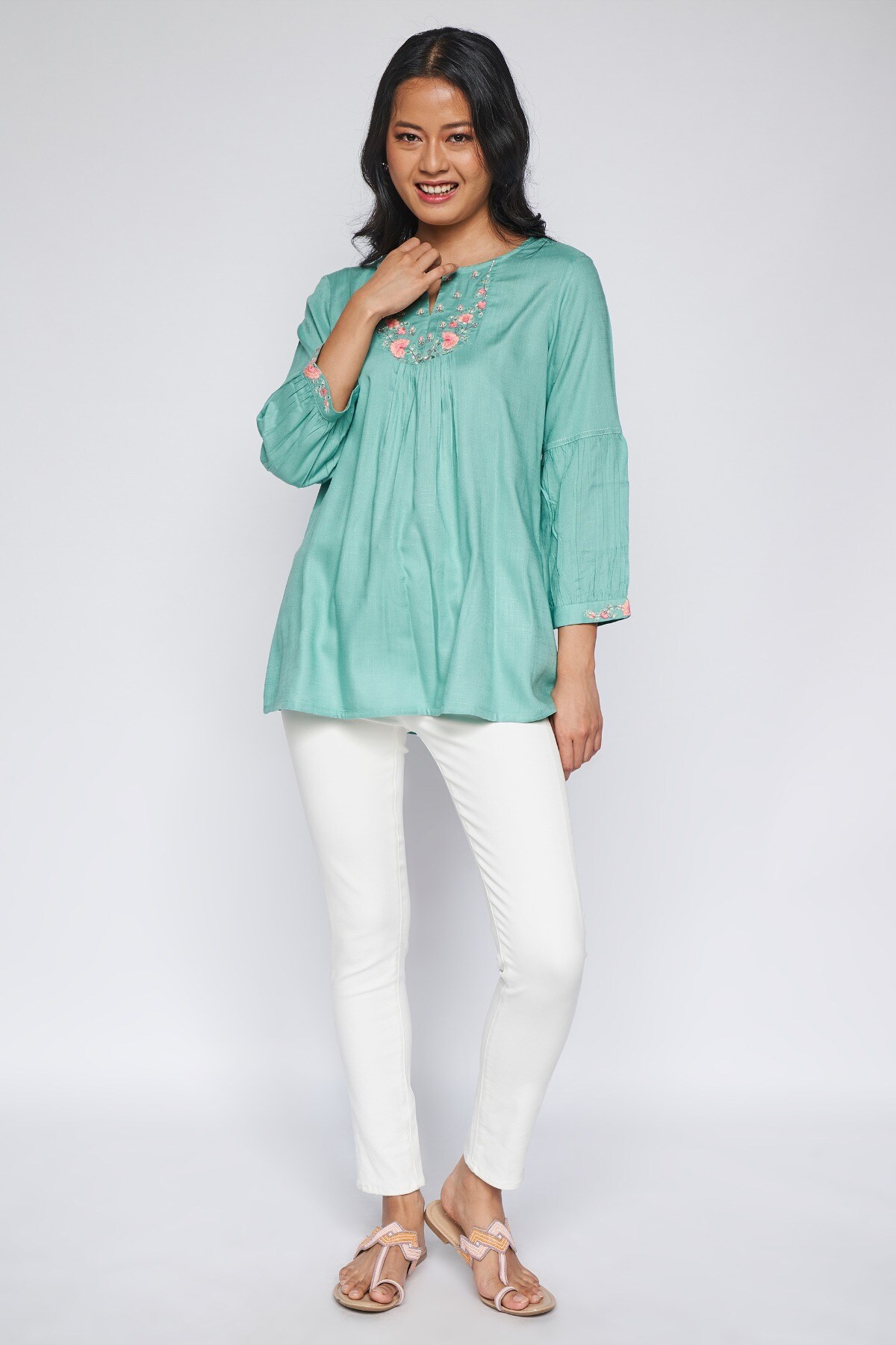 4 - Sage Green Solid A-Line Top, image 4