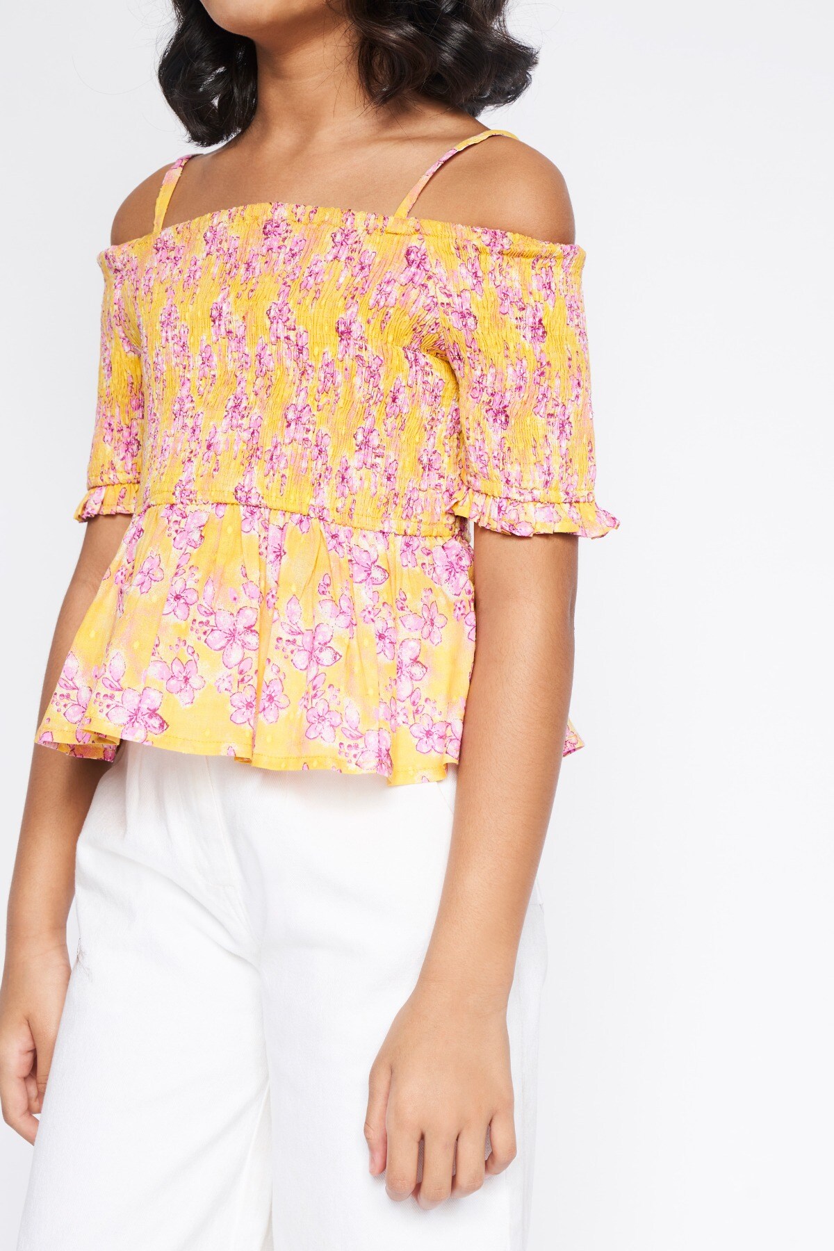 6 - Yellow Smocking Floral Top, image 6