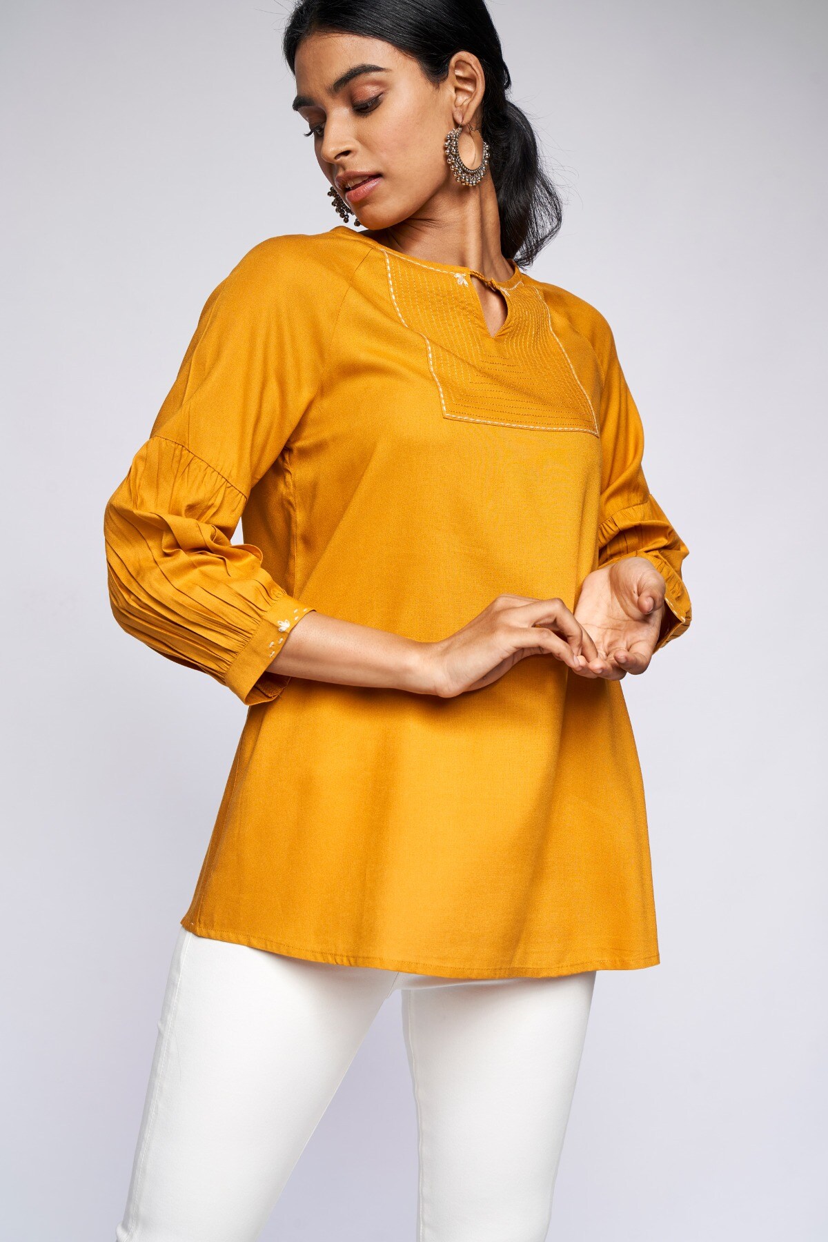 2 - Yellow Solid A-Line Top, image 2