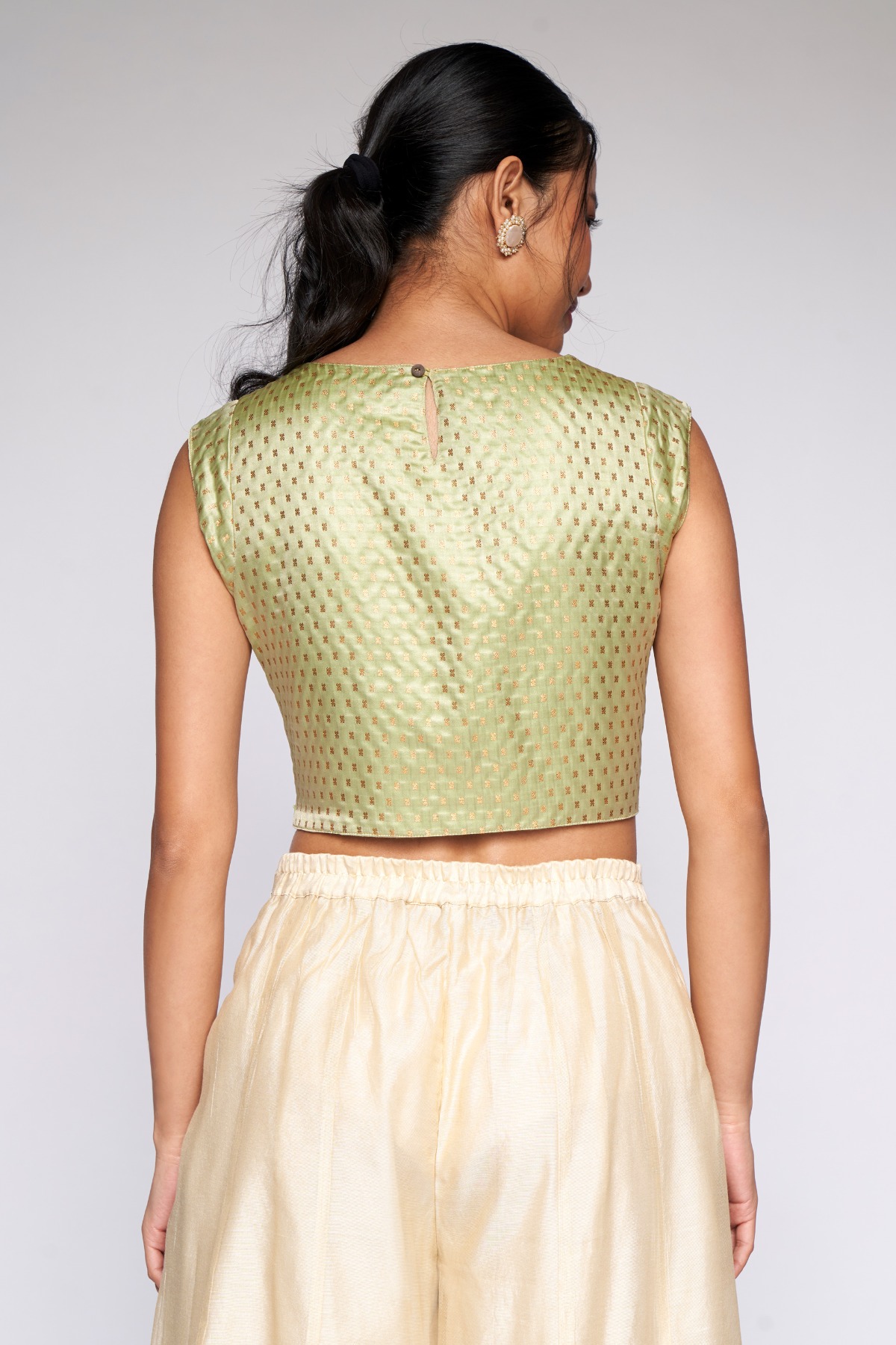 3 - Sage Green Jacquard Cropped Top, image 5