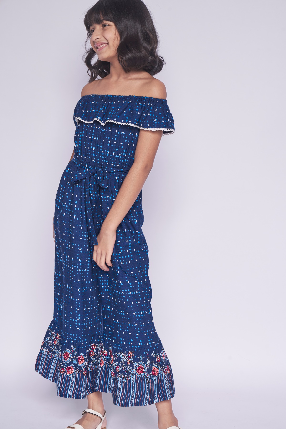 2 - Indigo Lace Flared Jump Suit, image 2