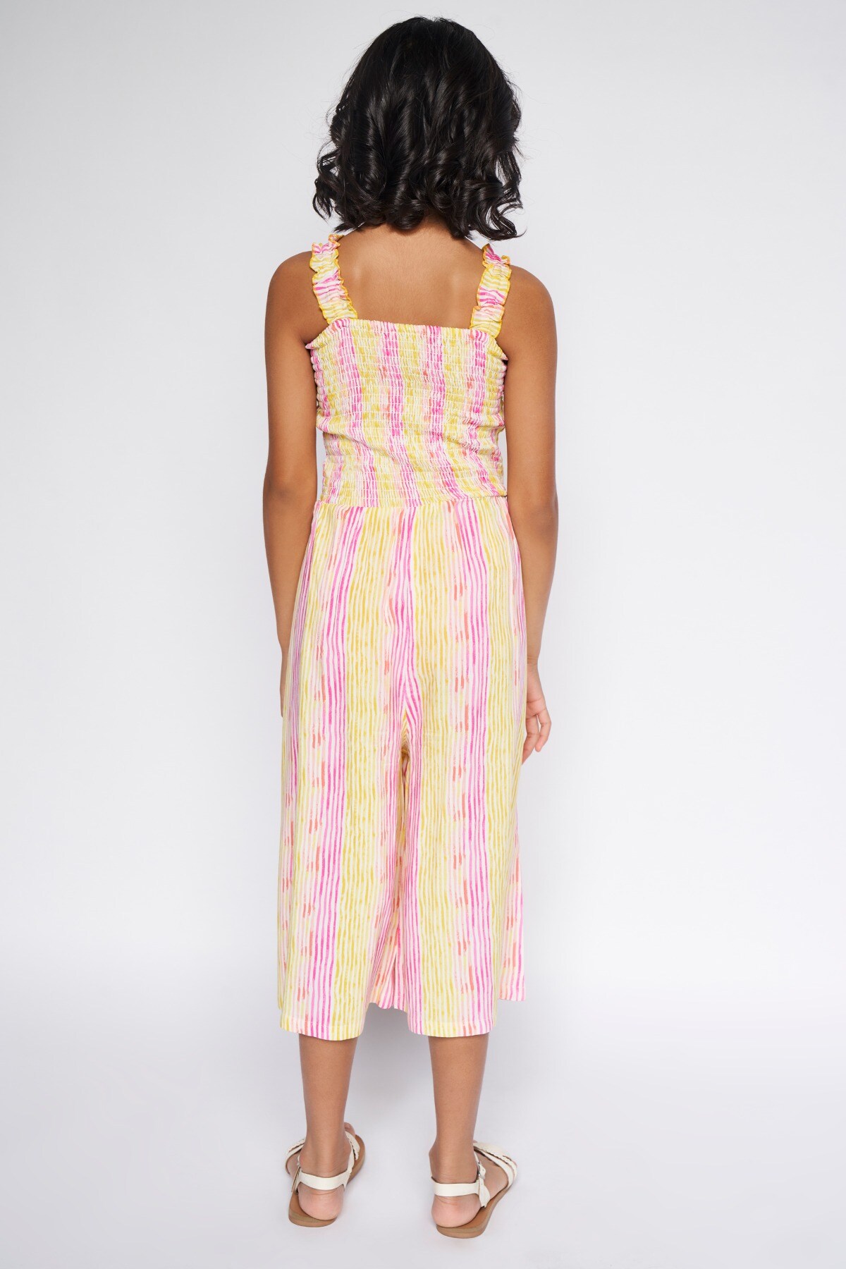 Buy Pink Smocking Stripes Jump Suit Online at Best Price at Global Desi SS22GKR226JSRY