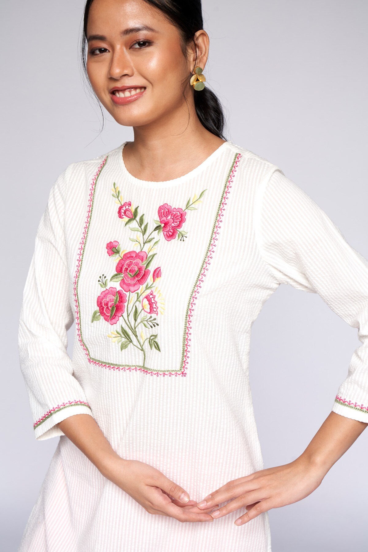 Global desi white kurti sale