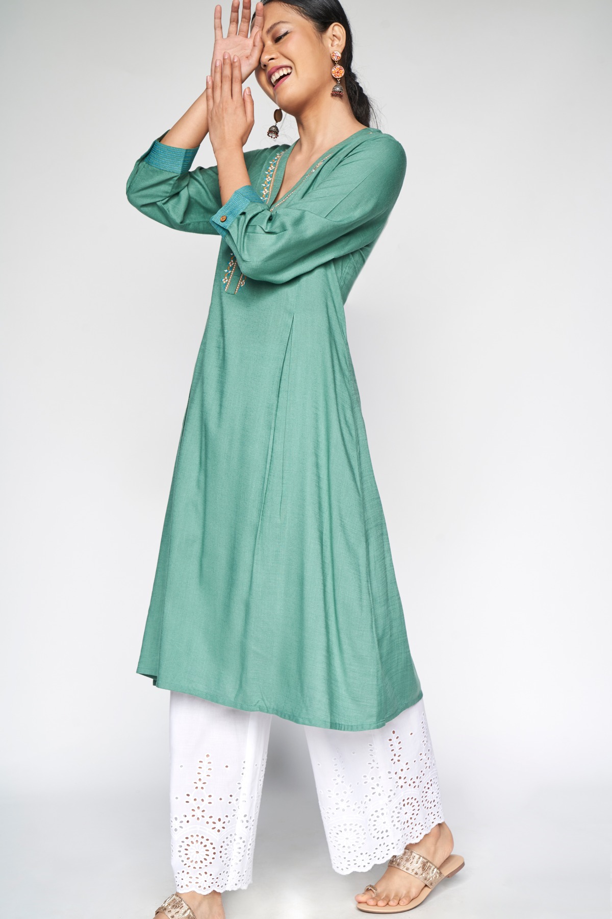 Global desi green top kurta