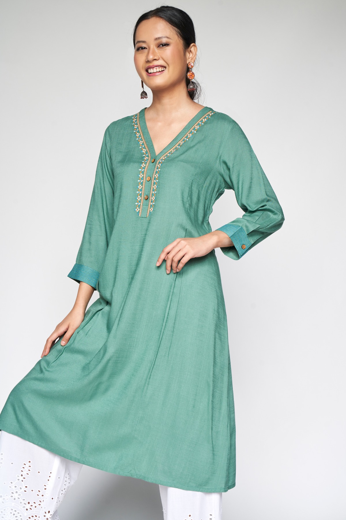 Global desi green top kurta