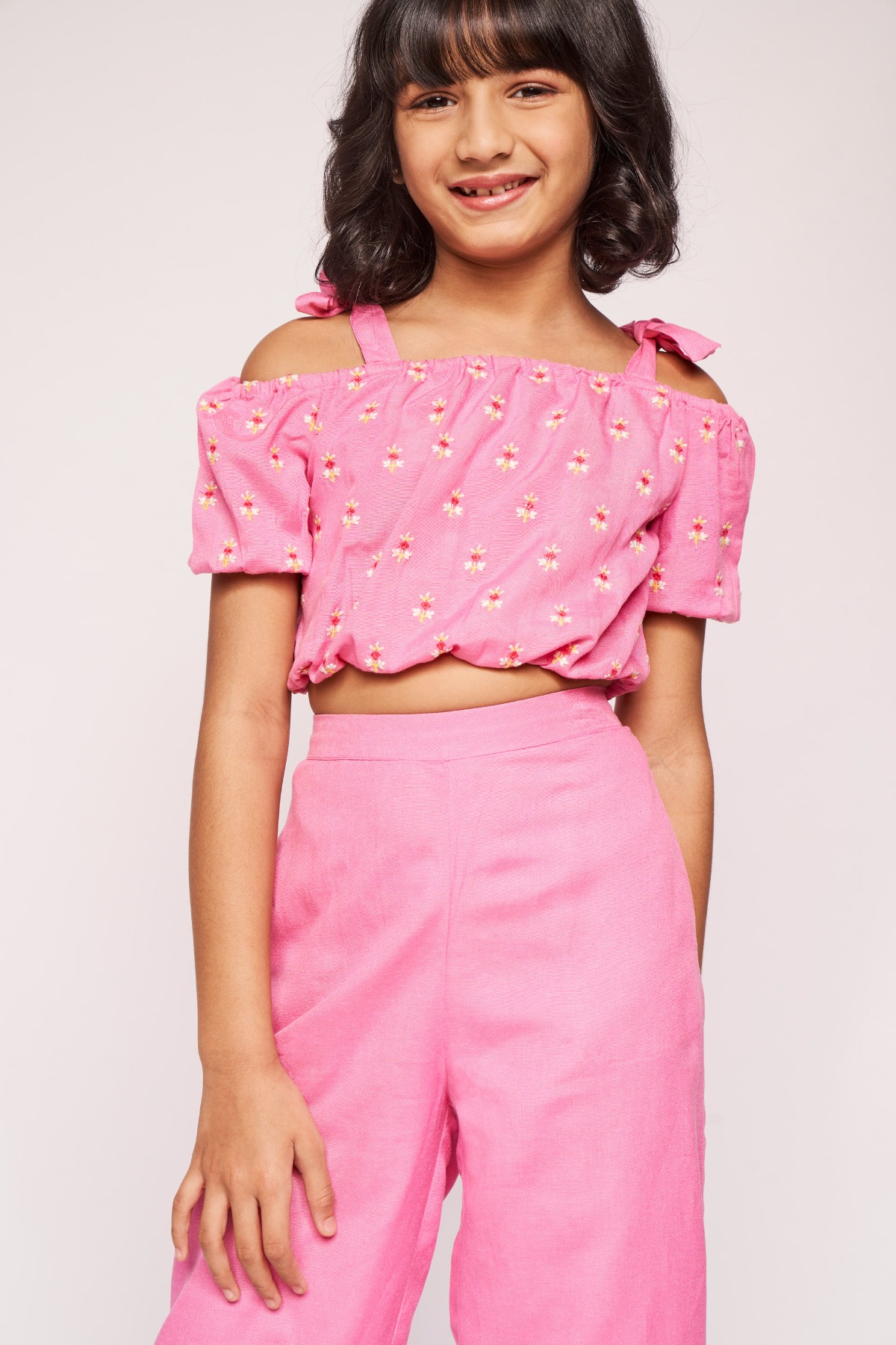 1 - Pink Embroidered Solid Suit, image 1