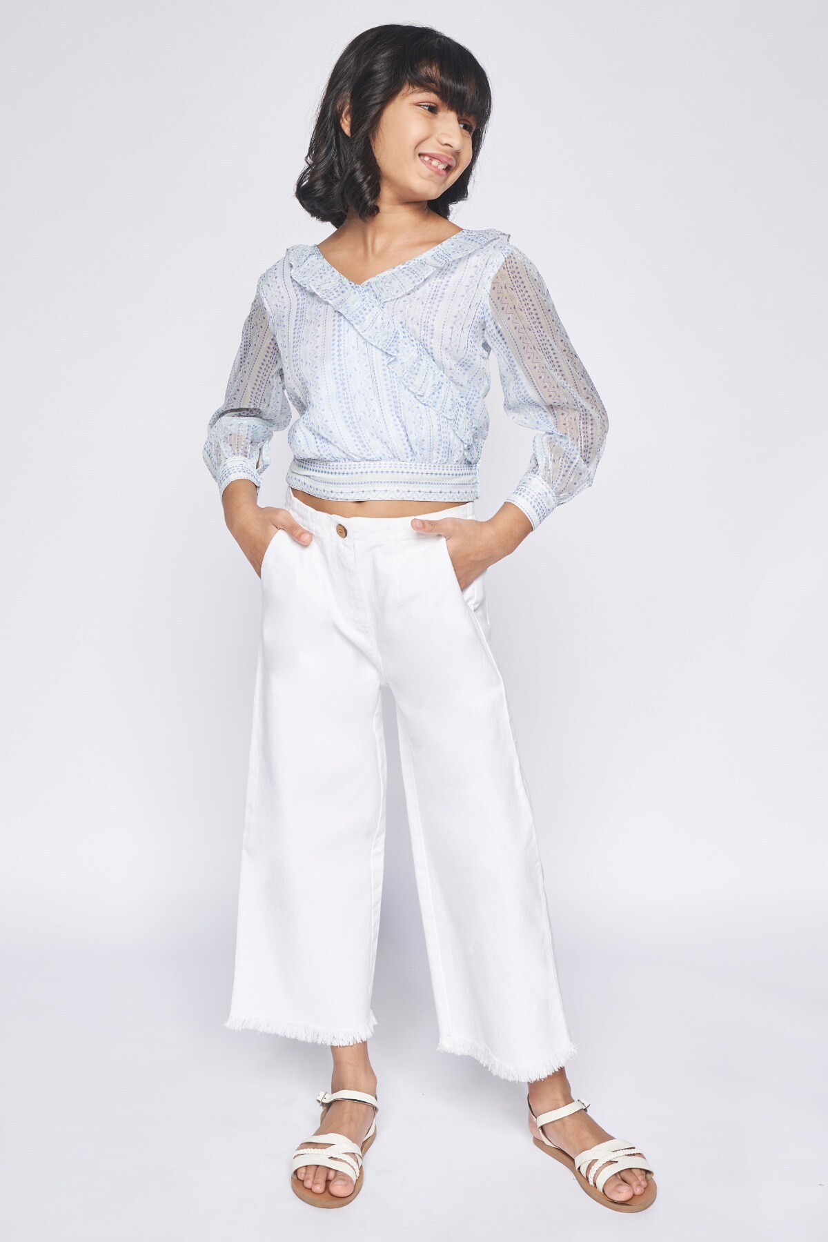 5 - Light Blue Ruffles Geometric Top, image 5