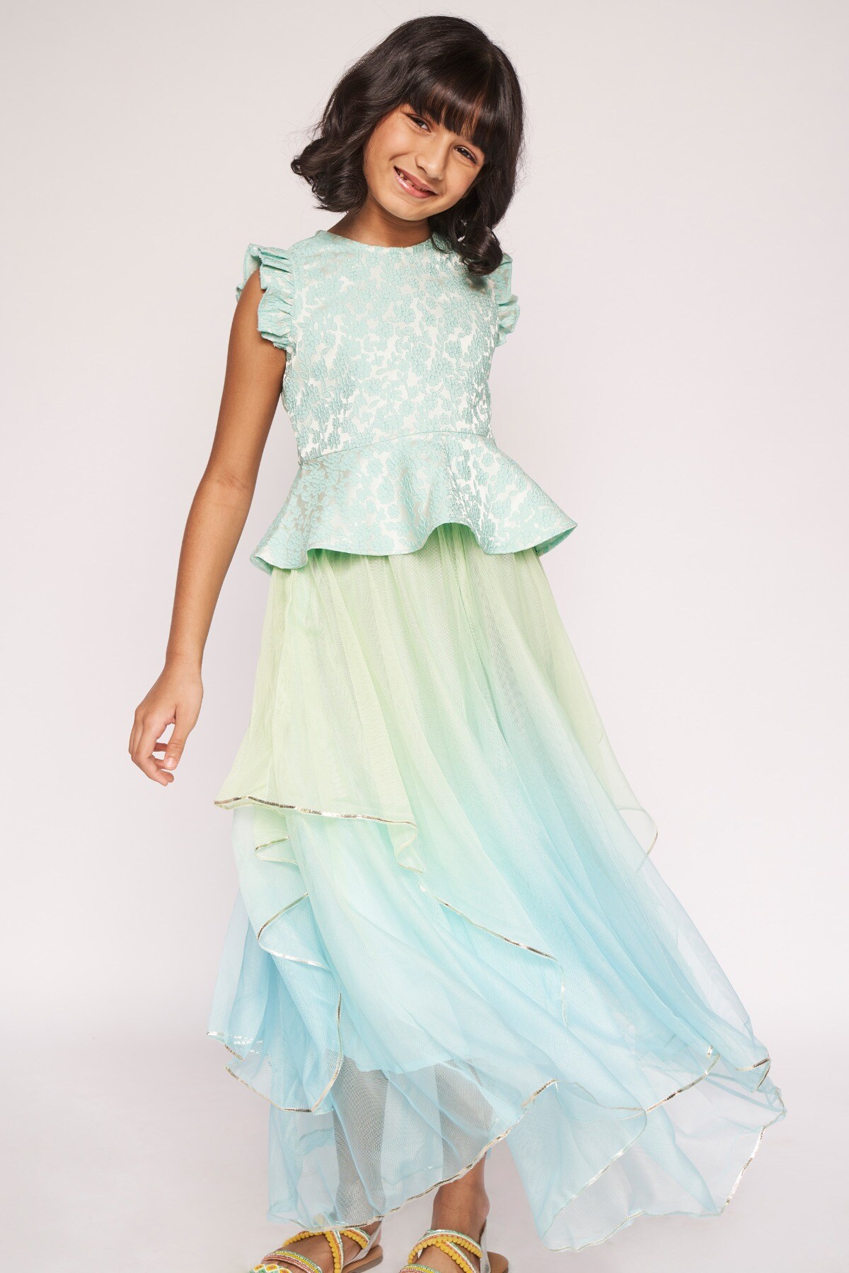 3 - Aqua Jacquard Flared Suit, image 3