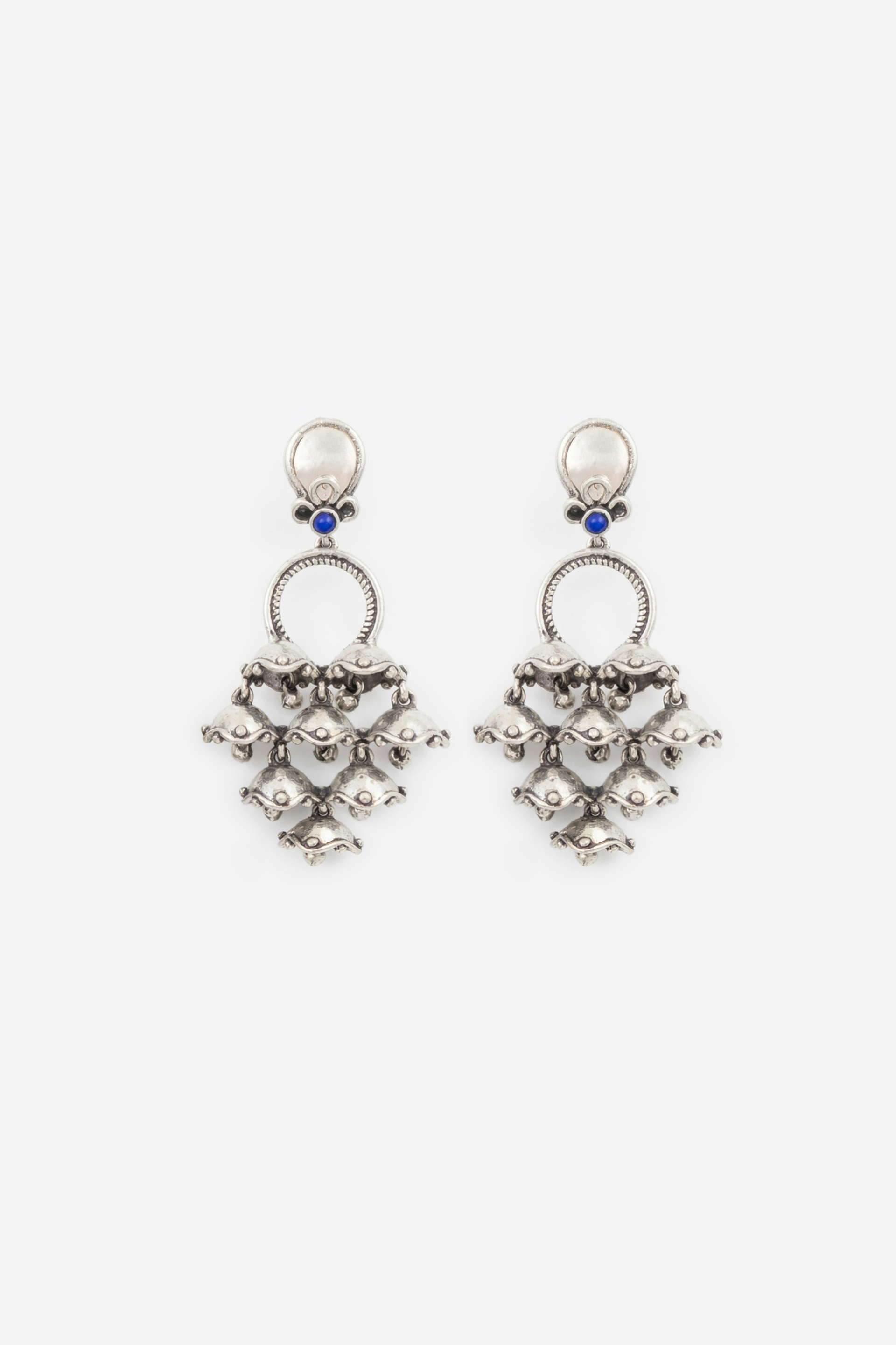 Silver Ghungroo Drop Earrings, , image 1