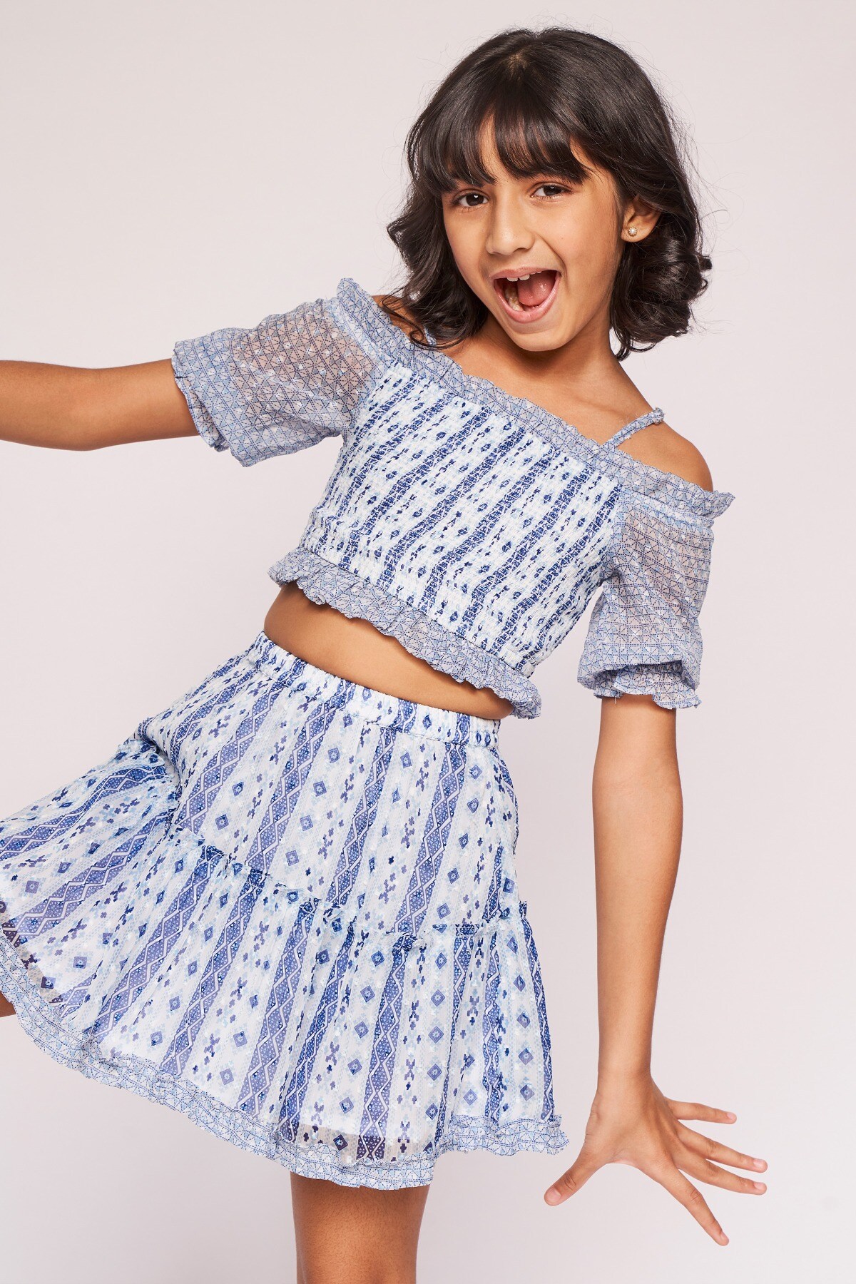 2 - Blue Smocking Geometric Suit, image 2